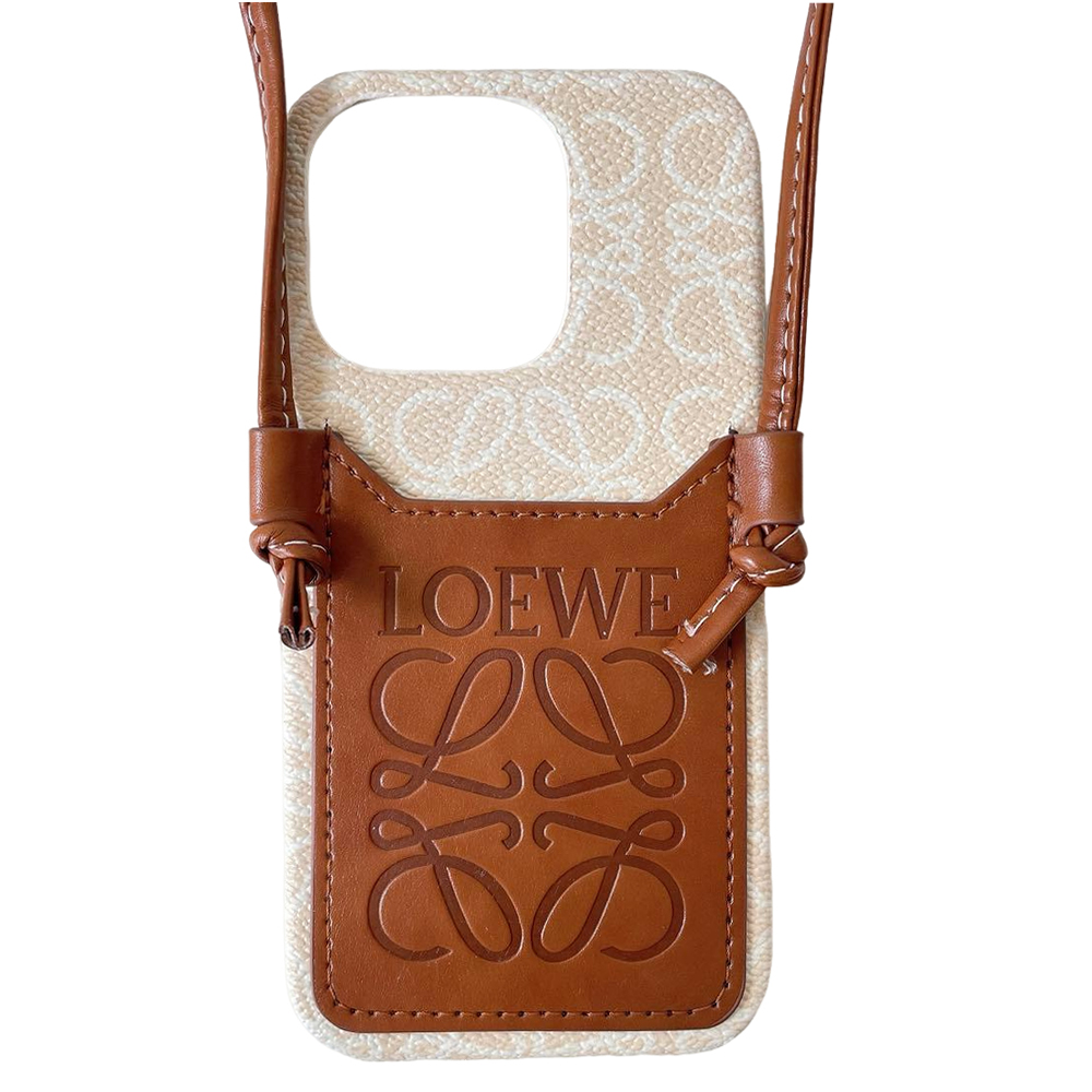 Loewe Leather iPhone Wallet Case With Crossbody Strap 