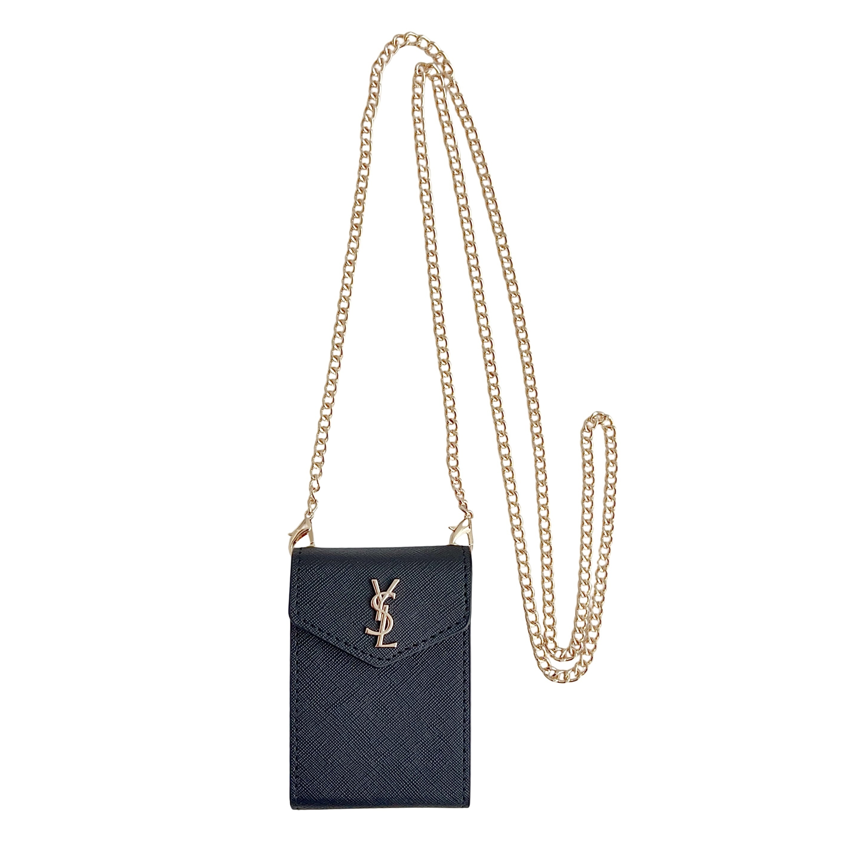 YSL leather Wallet Card Holder with crossbody chain