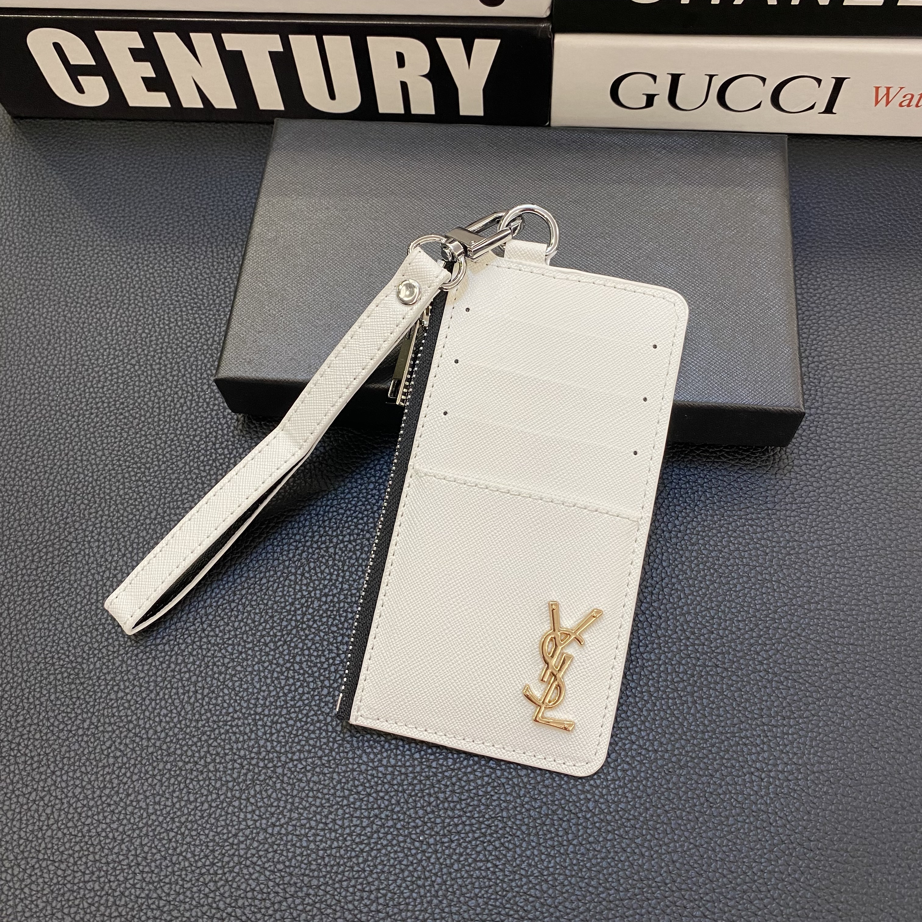 Luxury Leather Zipper Wallet Card Holder & Coin Purse With Bracelet