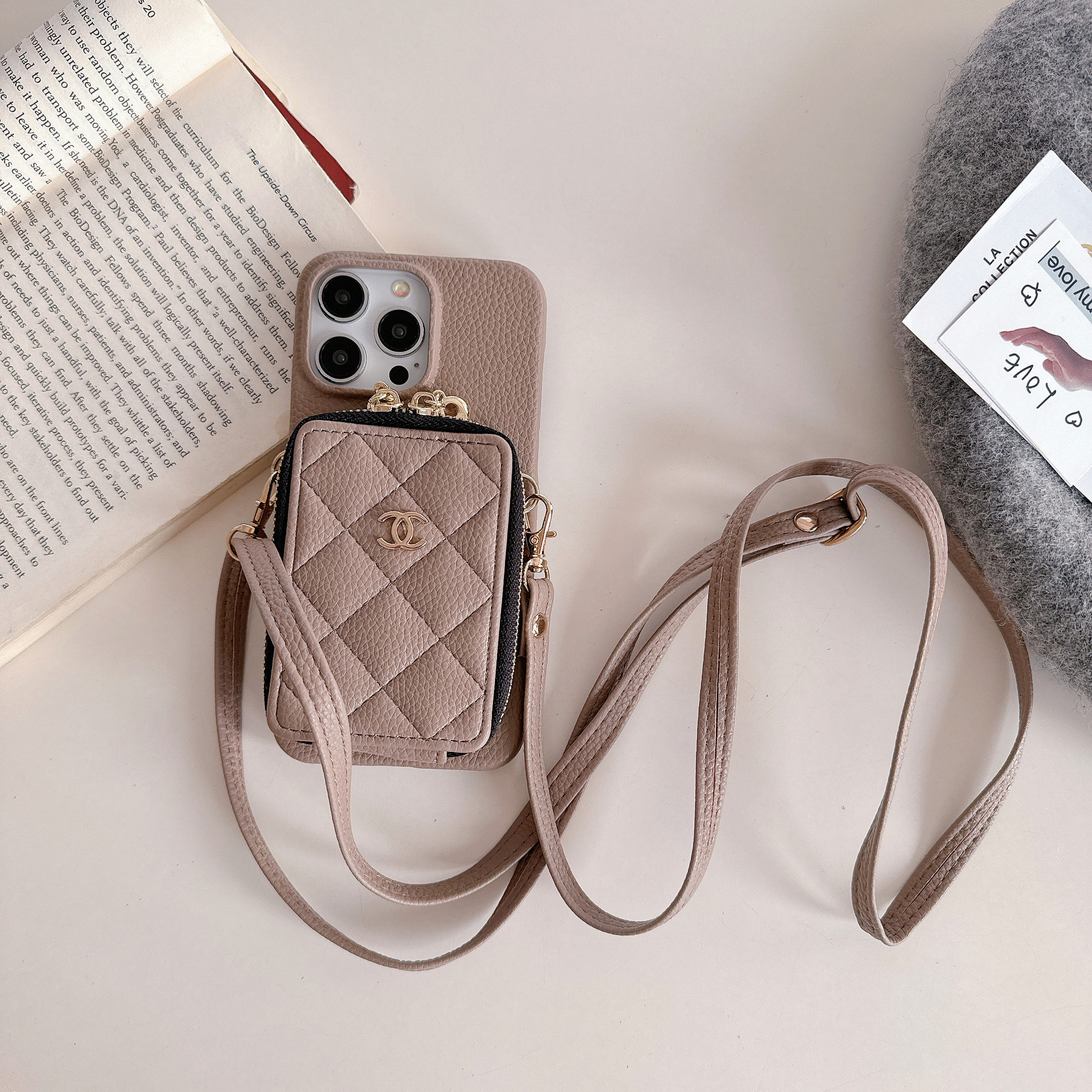 Chanel Leather iPhone Wallet Case With Crossbody Strap