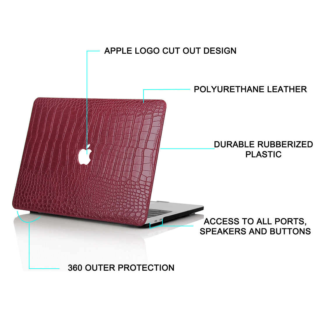 Faux Crocodile Wine Red MacBook Case-BELKCASE