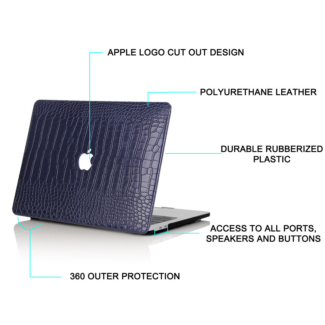 Faux Crocodile Navy Blue MacBook Case-BELKCASE
