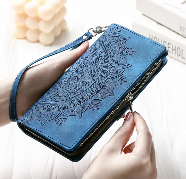 Long Lanyard Flap Faux Leather Phone Case - Zipper Wallet Card Holder Case-BELKCASE