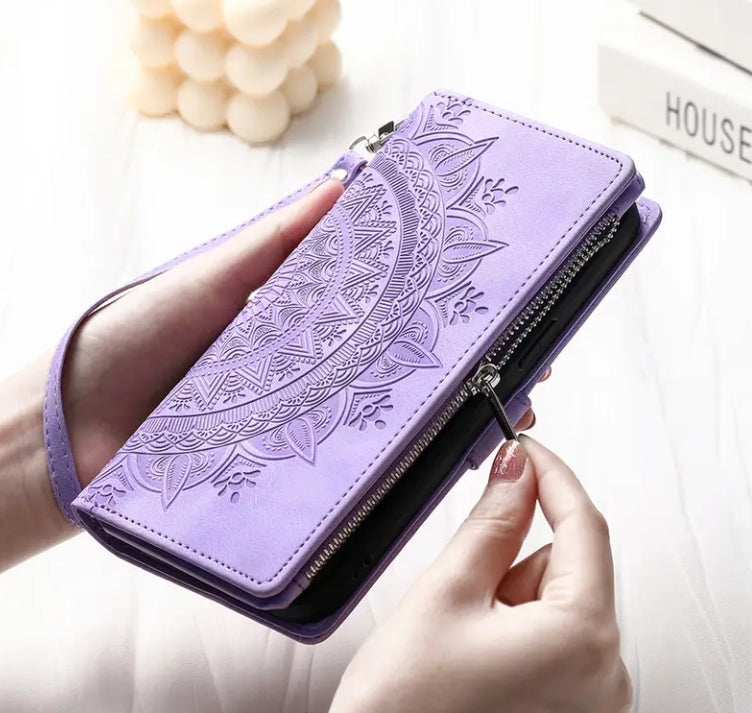 Long Lanyard Flap Faux Leather Phone Case - Zipper Wallet Card Holder Case-BELKCASE