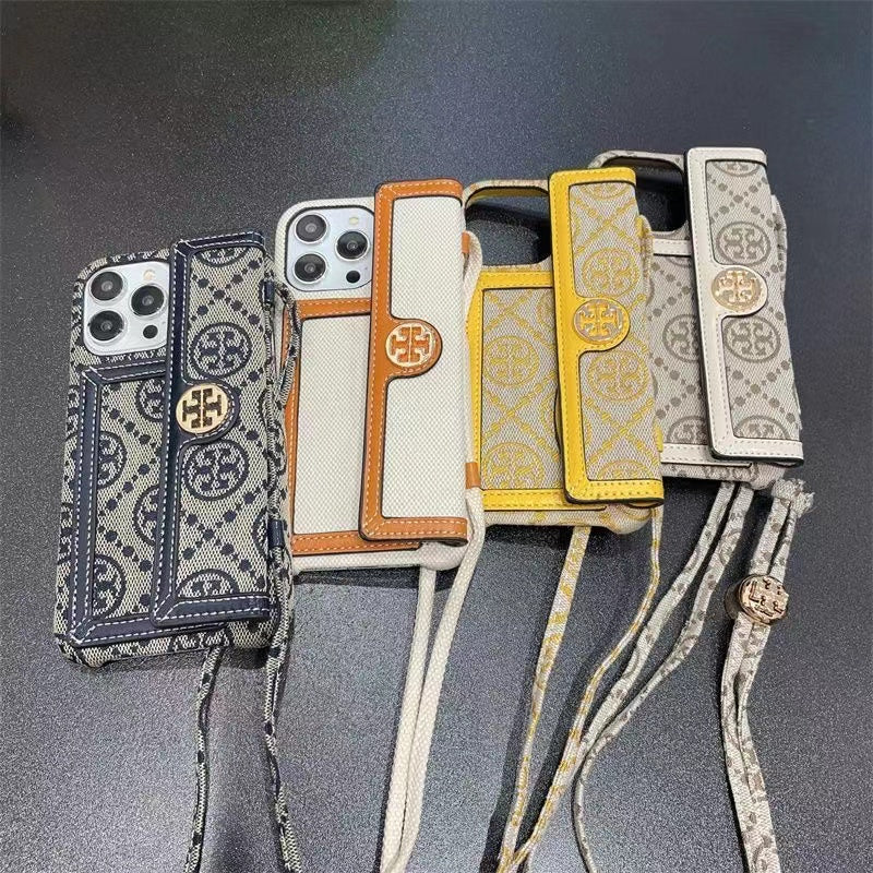 Retro Fabric iPhone Wallet Case With Crossbody Strap-BELKCASE
