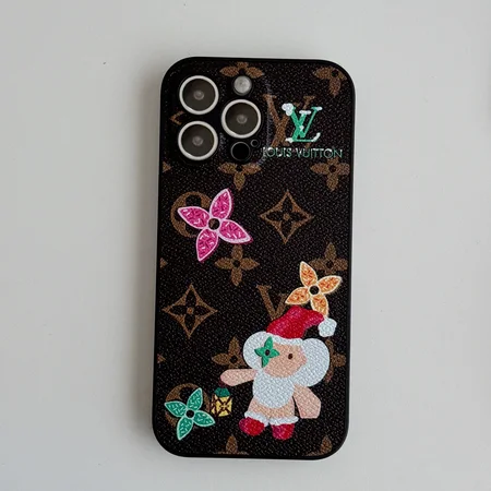 Cartoon Christmas Monogram Vintage Leather V iPhone Case