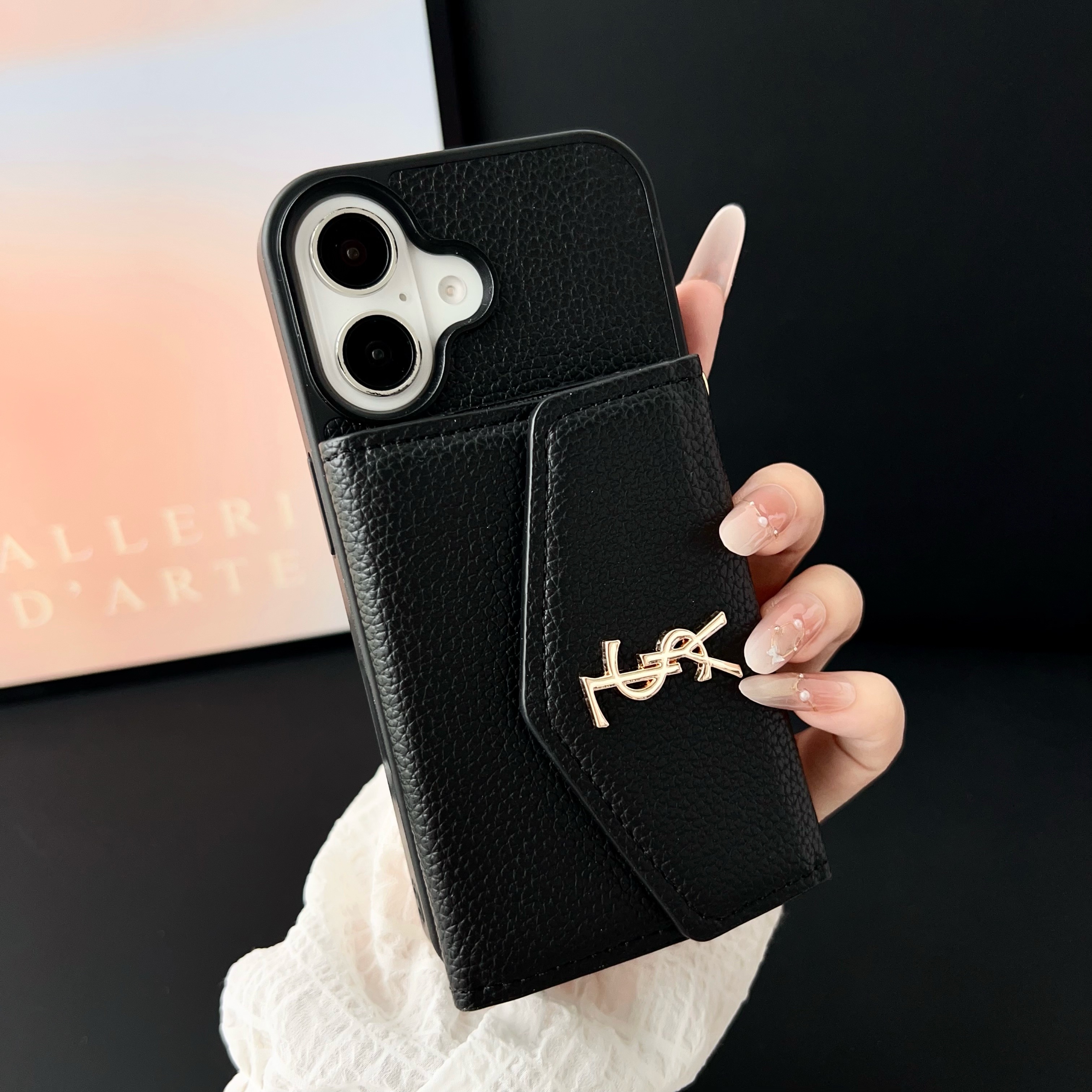 YSL Leather iPhone Wallet Case