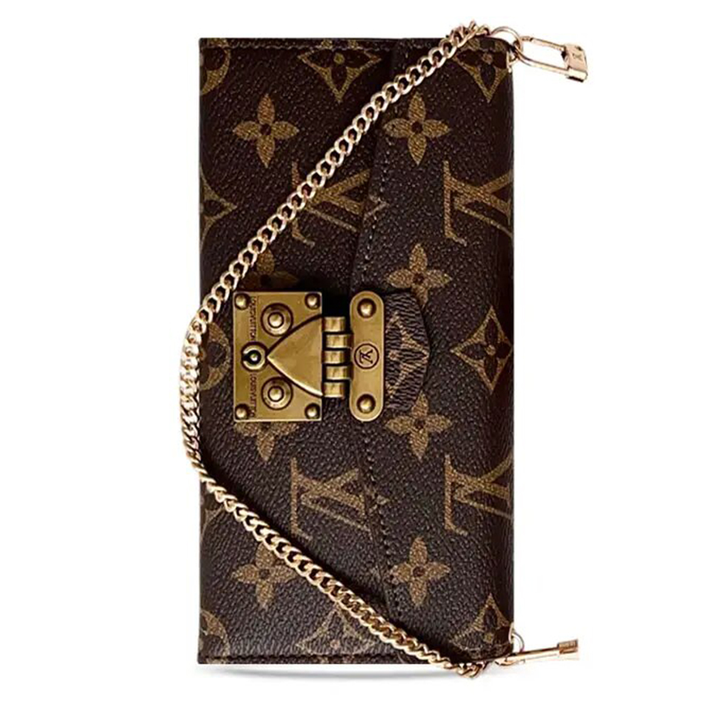 Louis Vuitton Monogram Leather iPhone Wallet Cases Magnetic Flip Cover