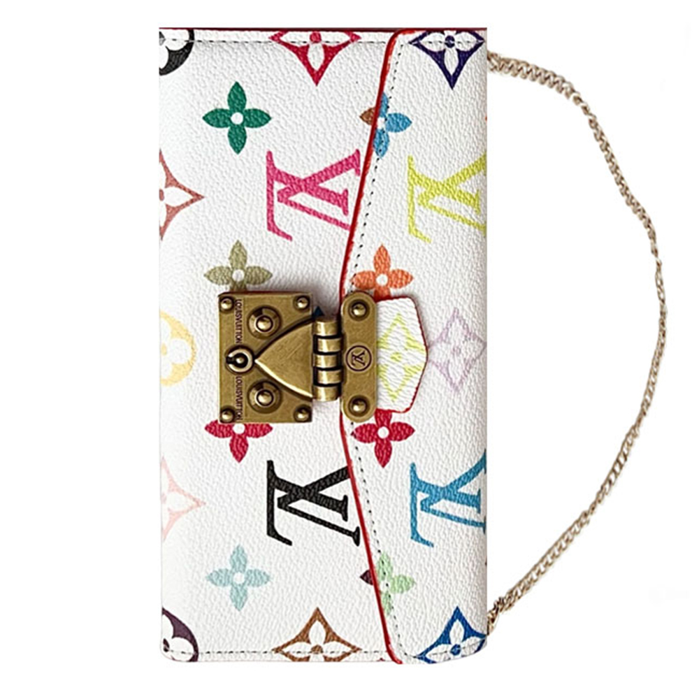 Louis Vuitton Monogram iPhone Wallet Case Magnetic Flip Cover With Crossbody Strap