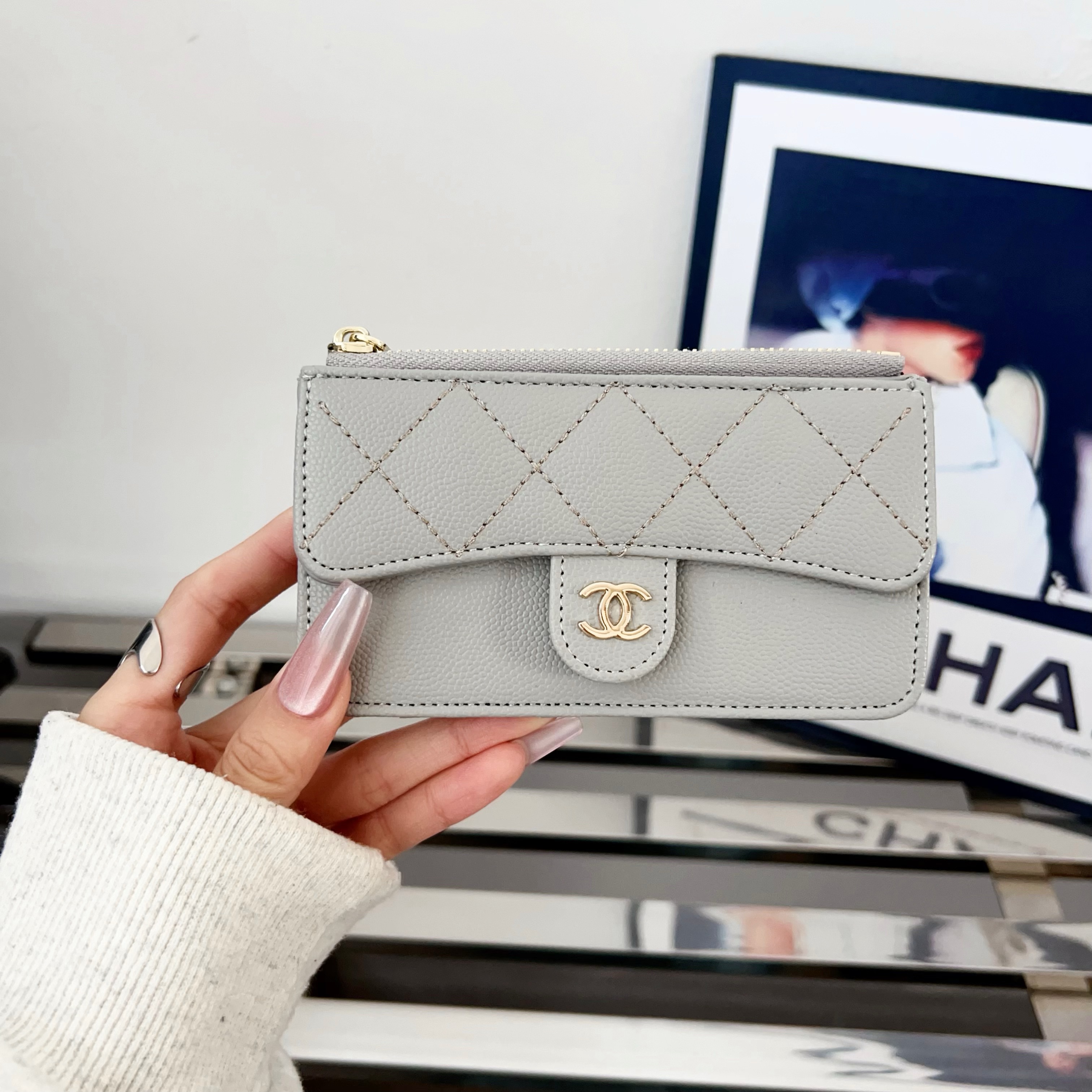 Luxury Leather  Zipper Wallet Card Holder & Coin Purse