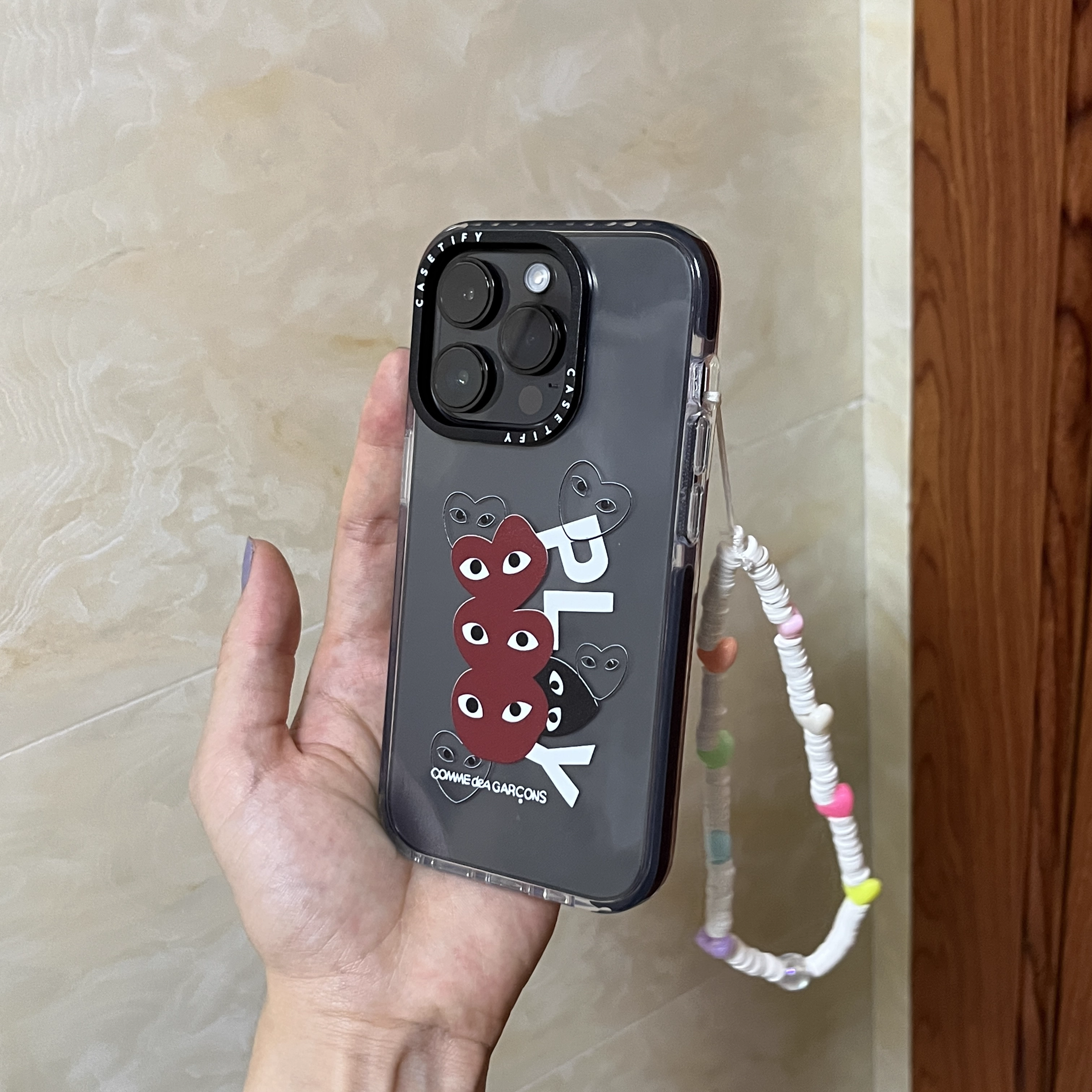 CDG iPhone Case-Trendy Smiley -With lanyard