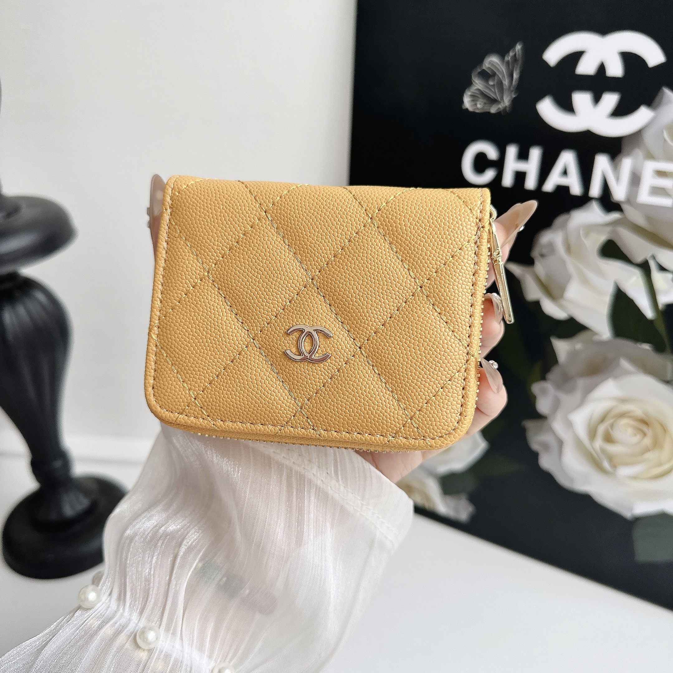 Luxury Leather Zipper Wallet Card Holder & Coin Purse