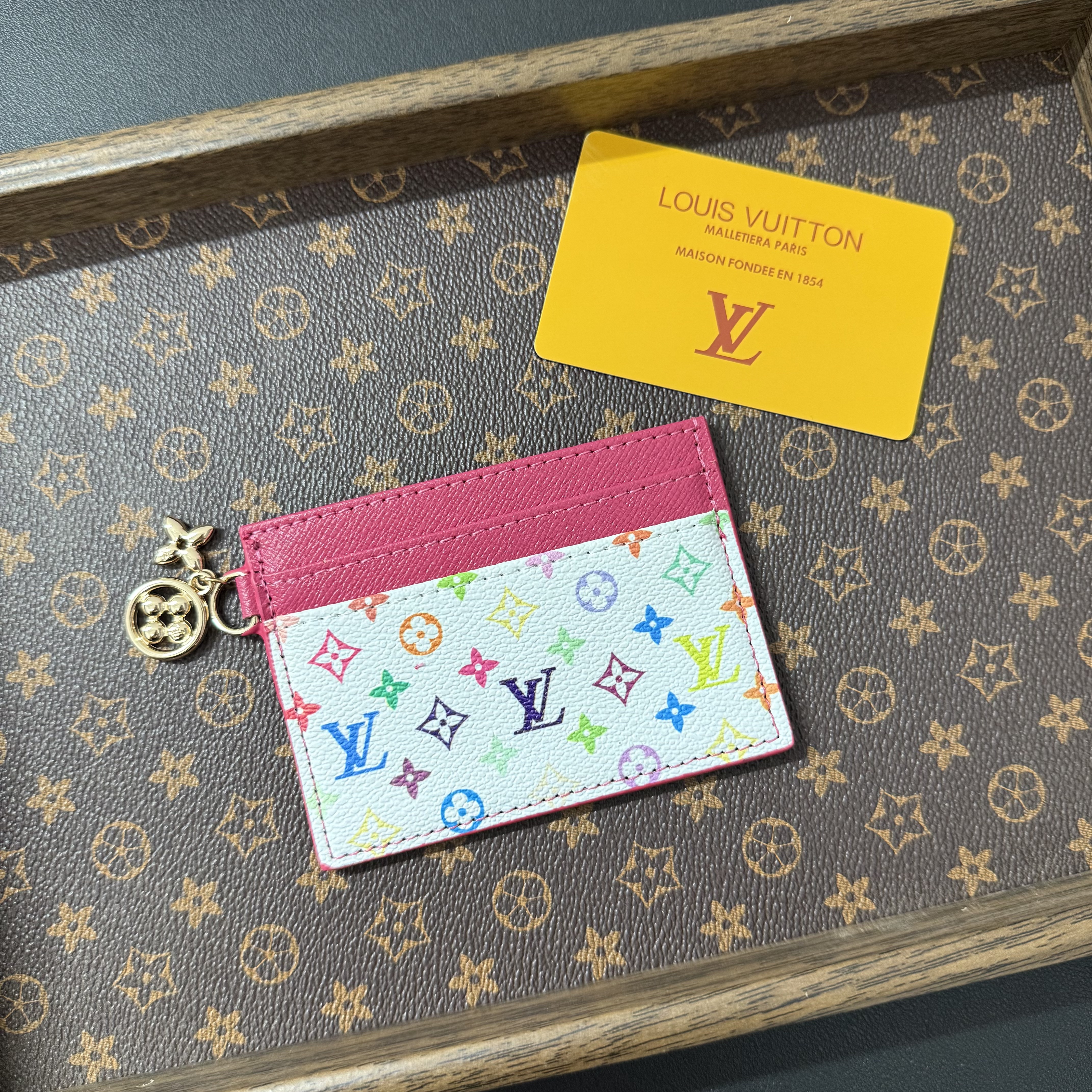 Louis Vuitton Classic Luxury Leather Wallet Card Holder Metal floral decoration-BELKCASE