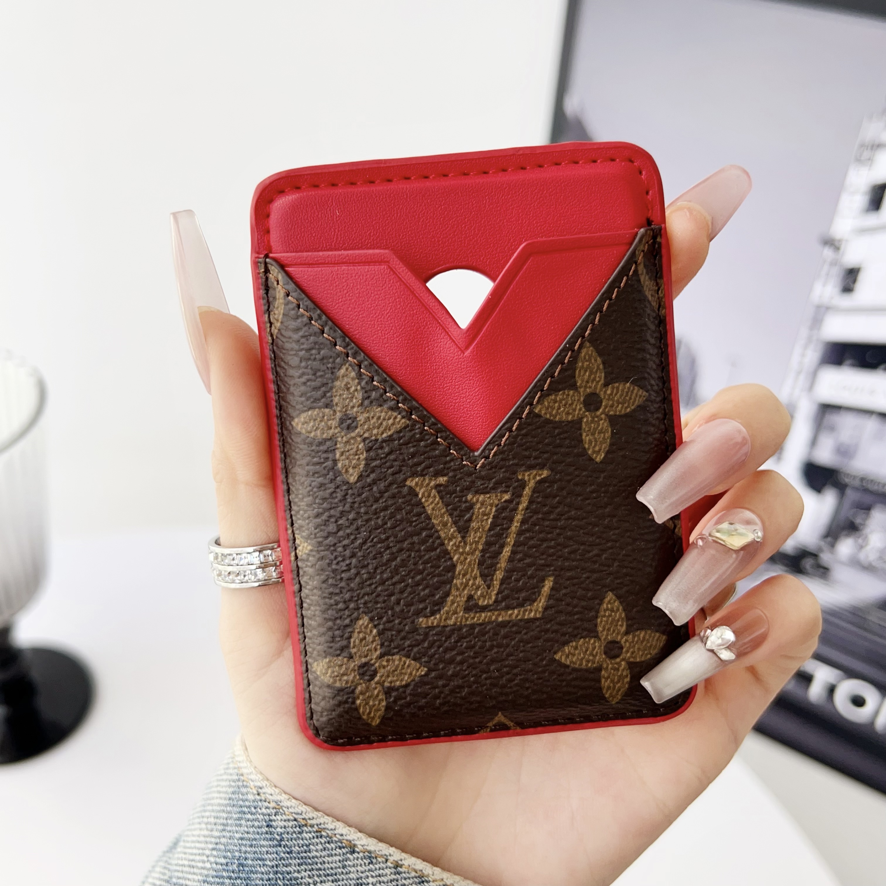 Magnetic Leather Wallet Card Holder For iPhone