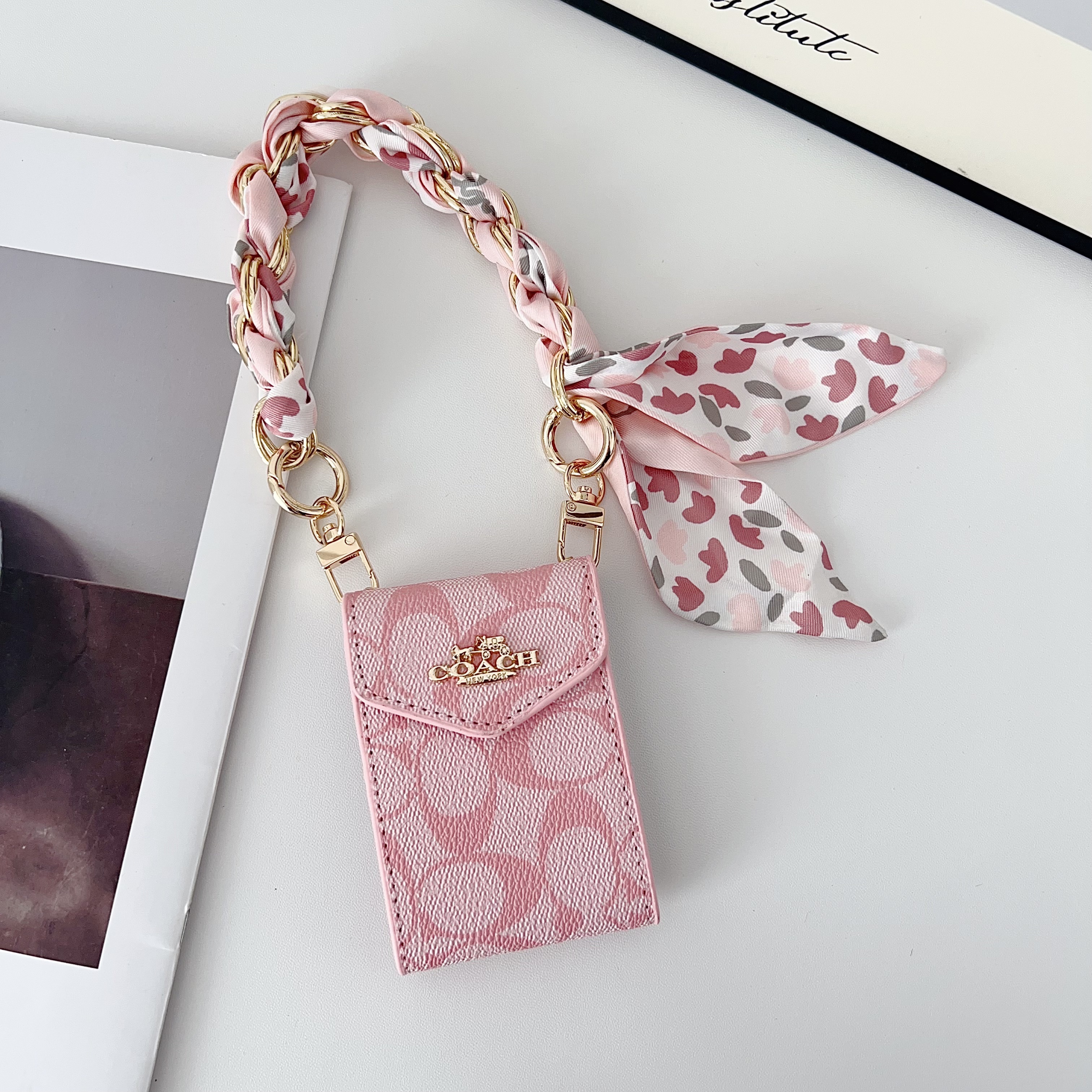 Coach Classic Luxury Leather Wallet Card Holder Braided Bracelet