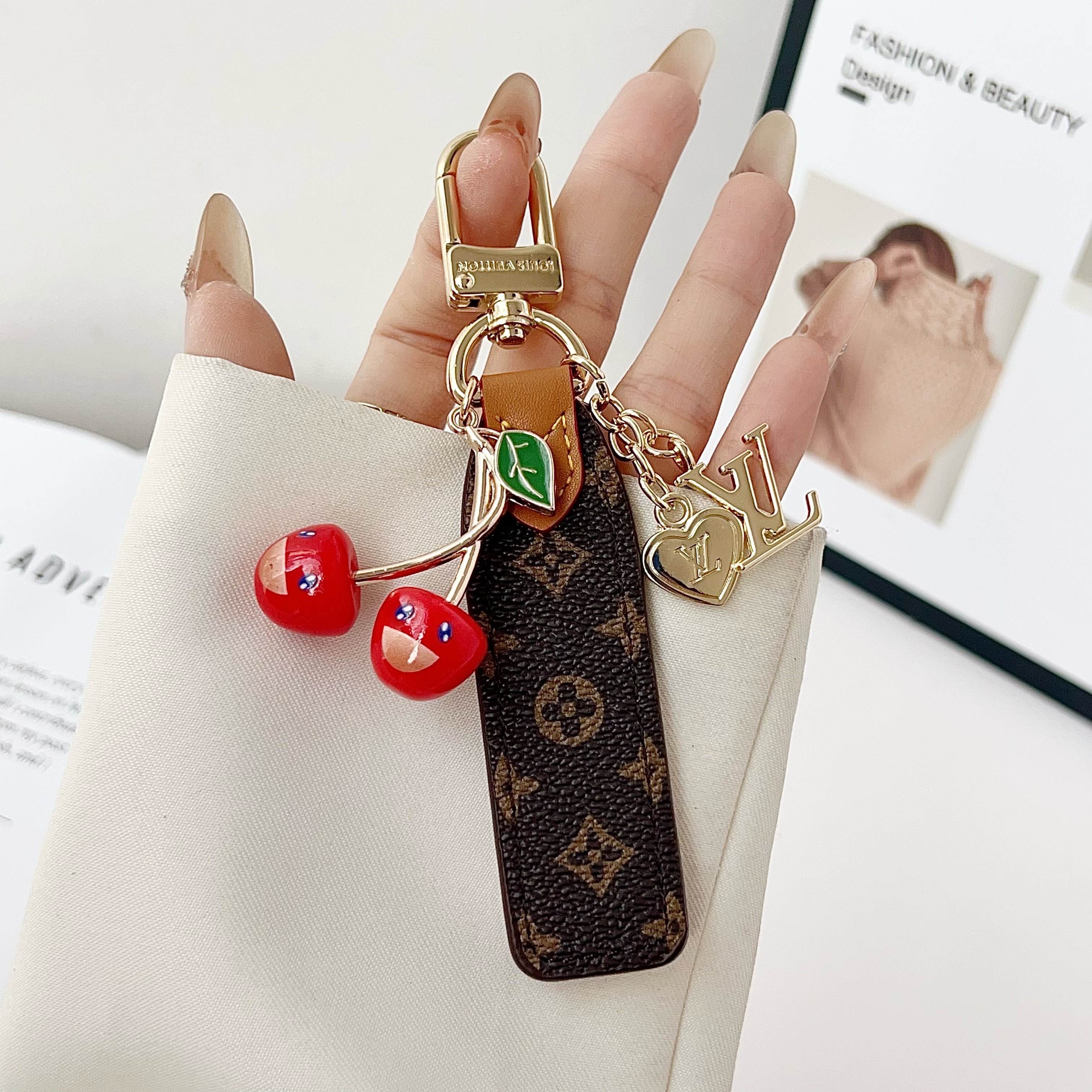 Louis Vuitton Luxury Cherry Pendant Keychain