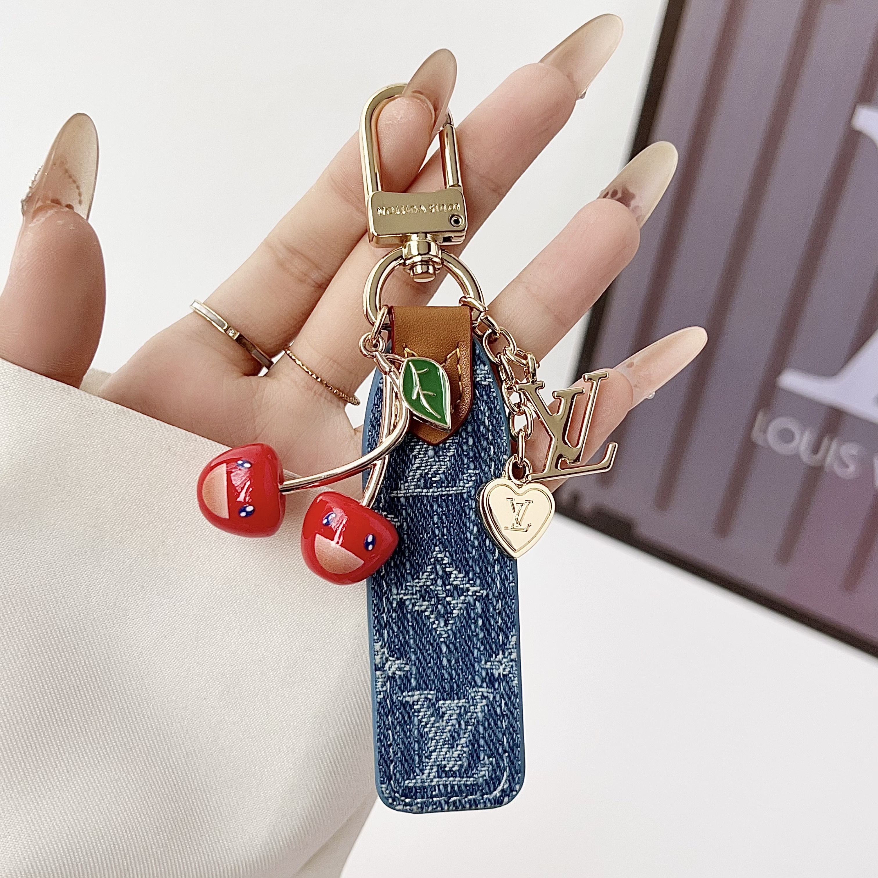 Louis Vuitton Luxury Cherry Pendant Keychain