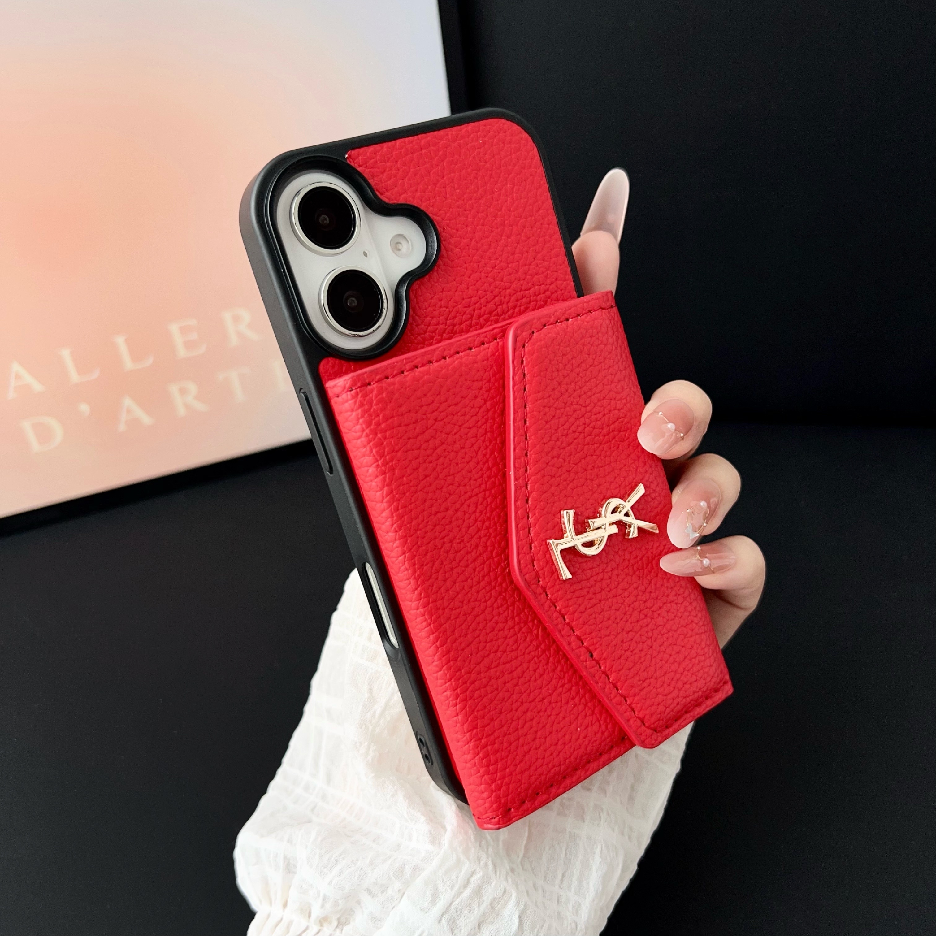 YSL Leather iPhone Wallet Case