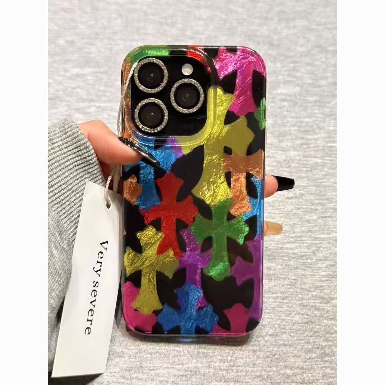 Chrome Hearts iPhone Case- Colorful shell pattern glitter