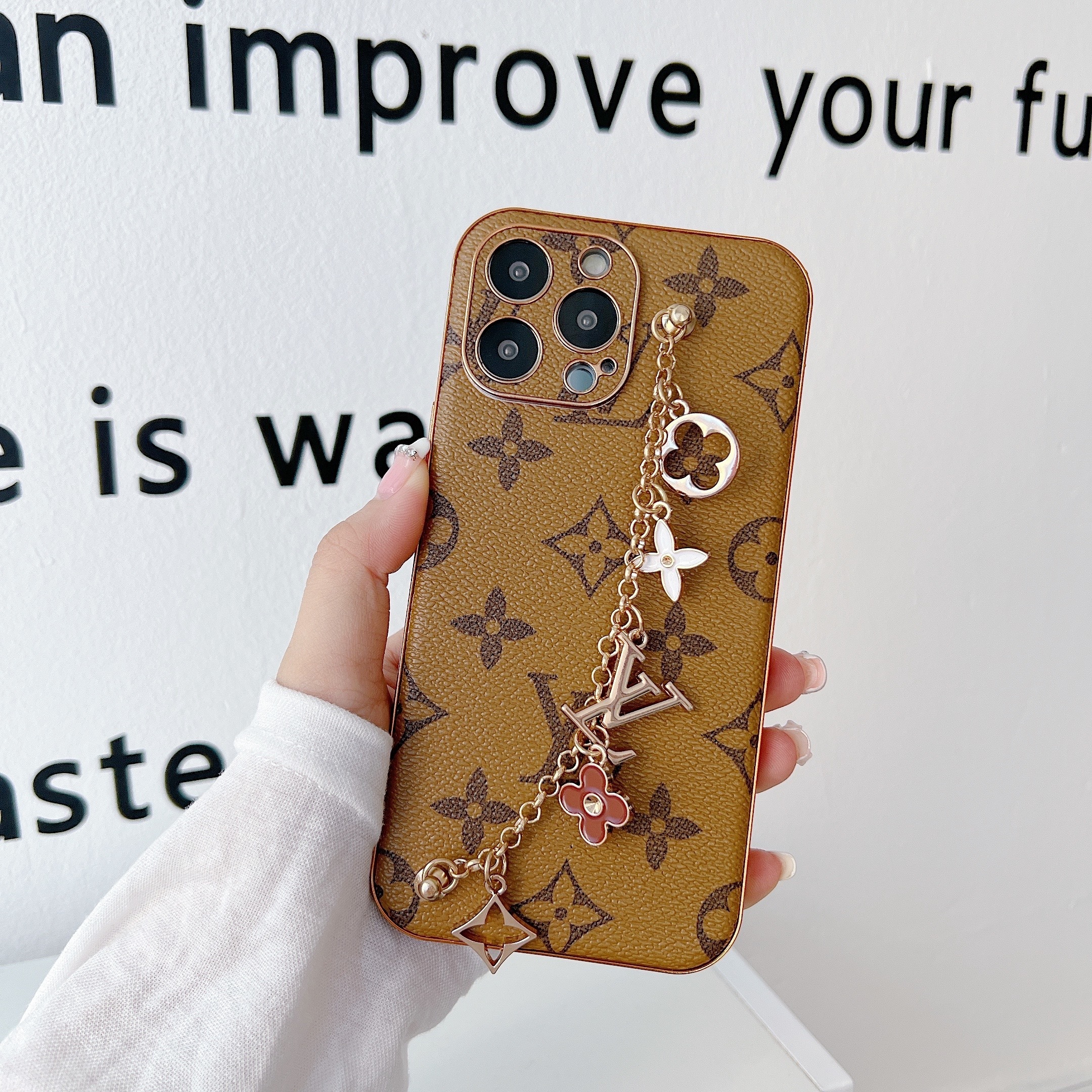 Louis VuittonVintage Leather iPhone Wallet Case With Chain