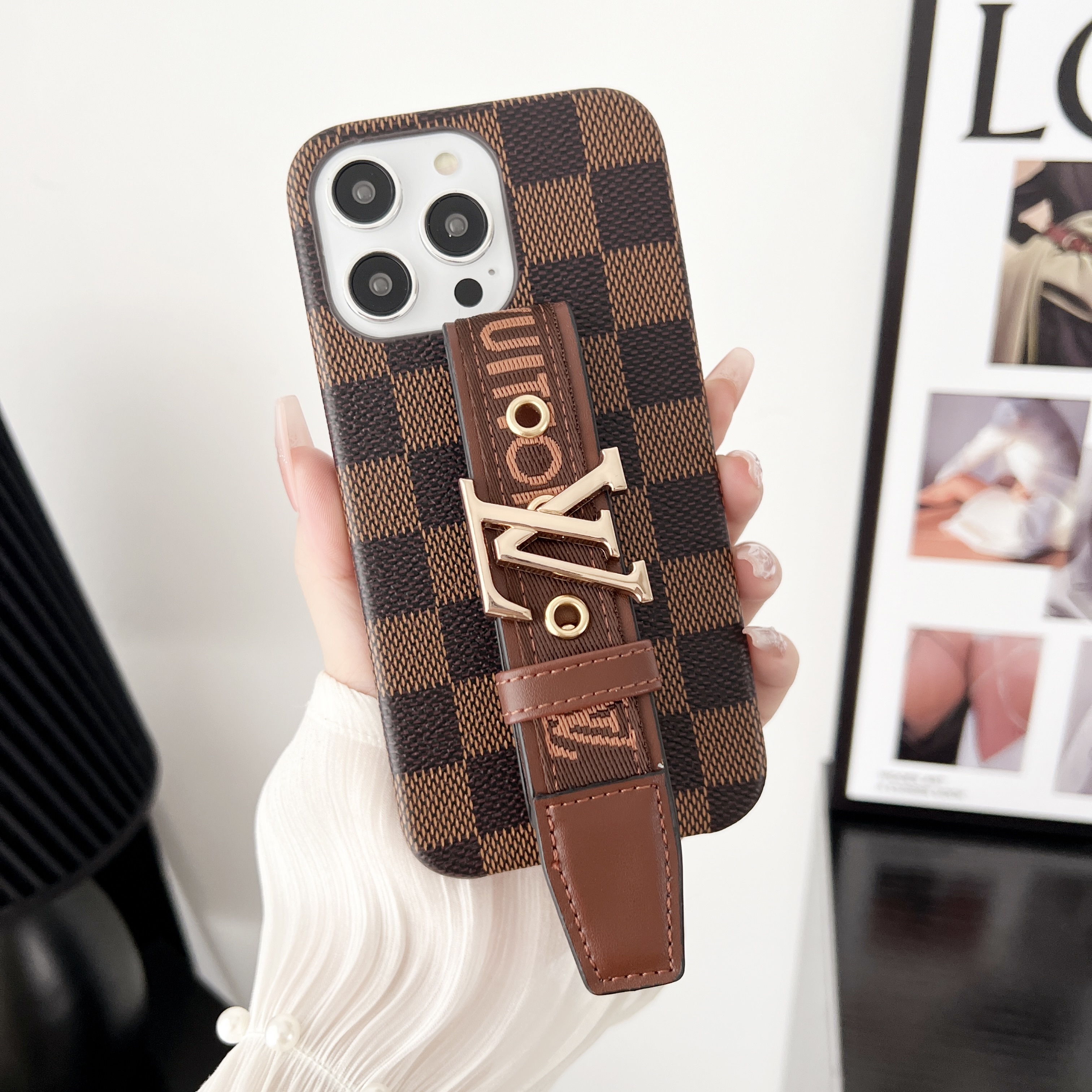 Louis Vuitton Leather Monogram iPhone Case With Holder