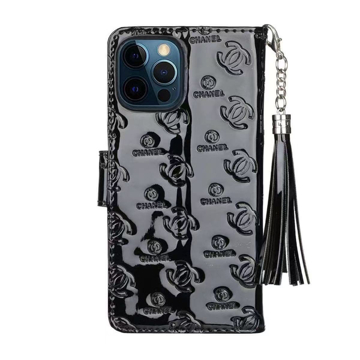 Luxury Glitter Leather CH iPhone Wallet Case