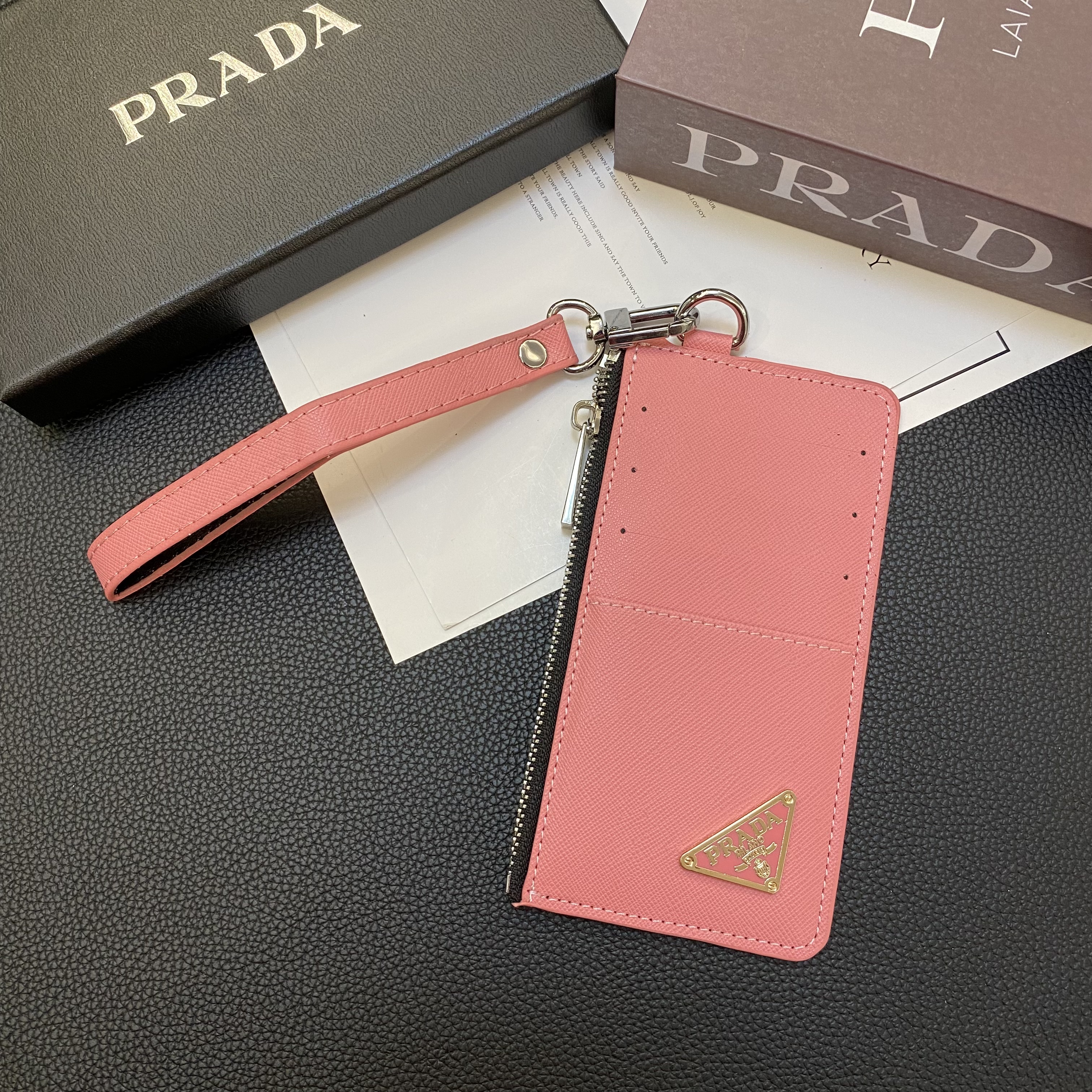 Luxury Leather Zipper Wallet Card Holder & Coin Purse With Bracelet