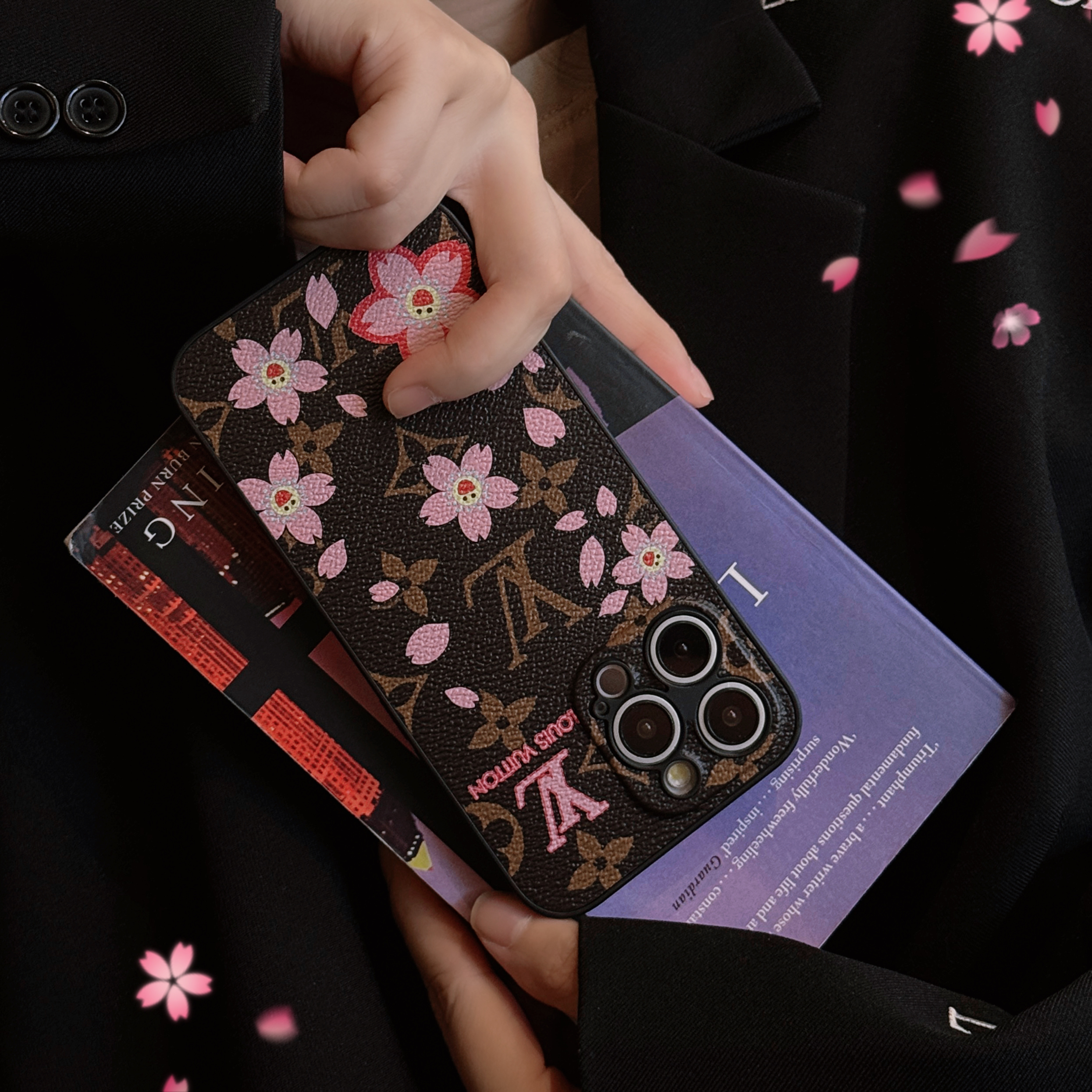 Louis Vuitton Cherry blossoms Leather iPhone Case