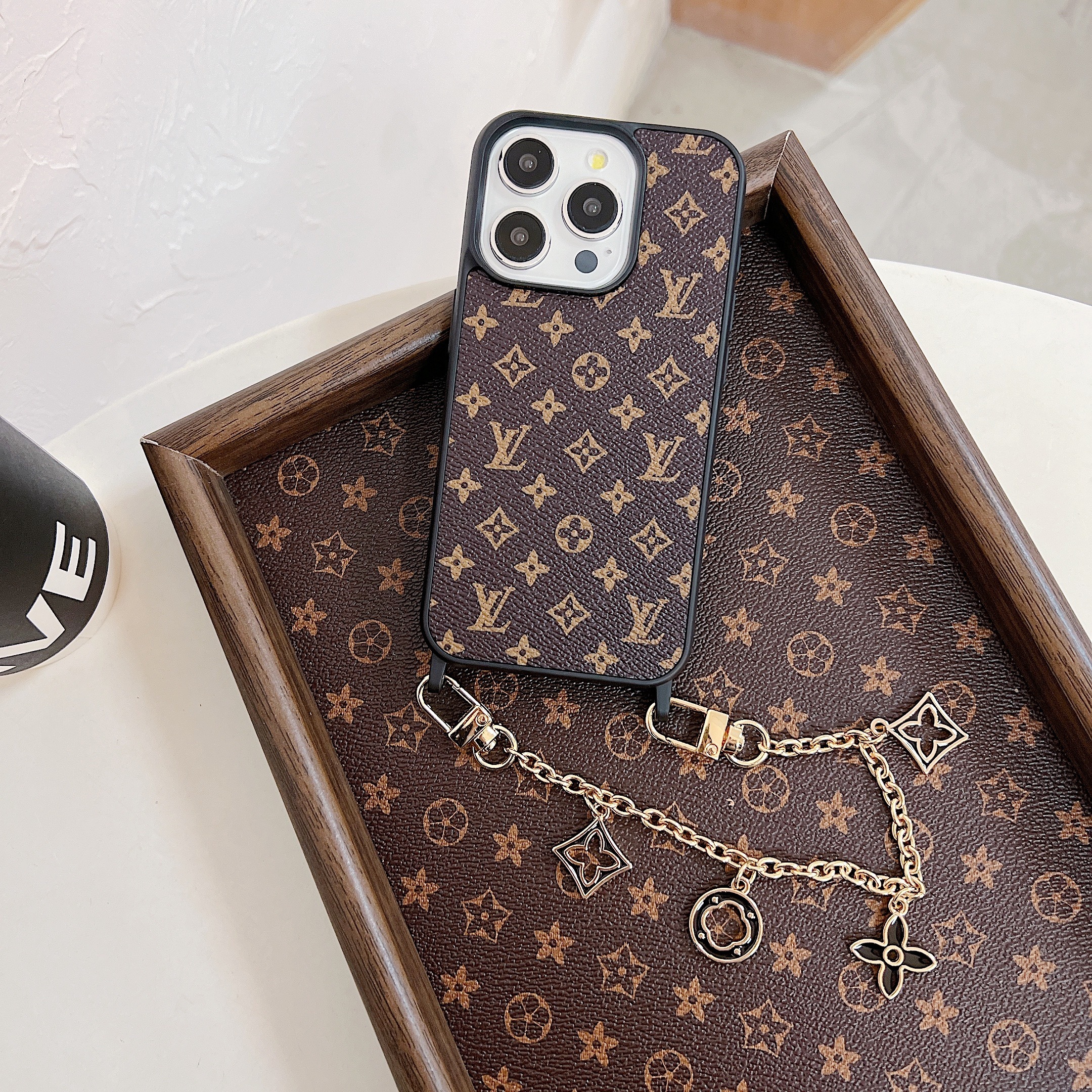Louis VuittonVintage Leather iPhone Wallet Case With Chain