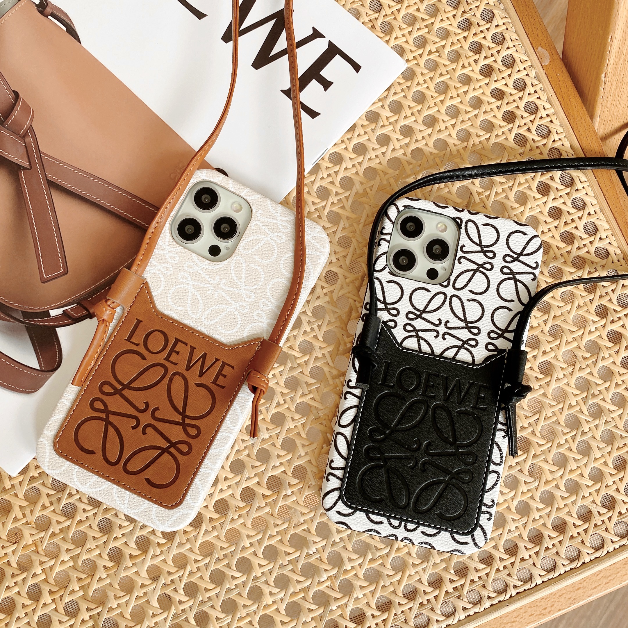 Leather iPhone Wallet Case With Crossbody Strap 
