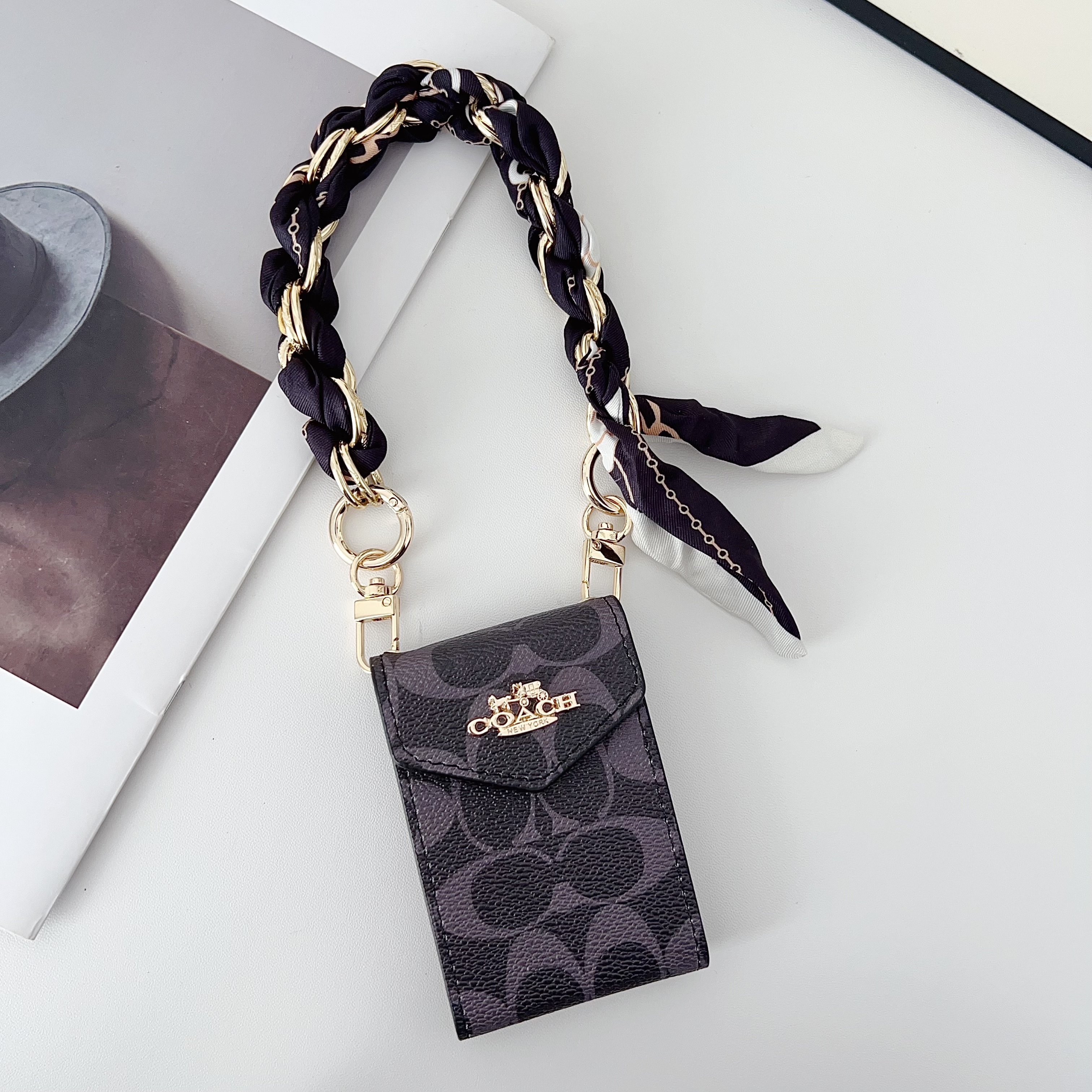 Coach Classic Luxury Leather Wallet Card Holder Braided Bracelet