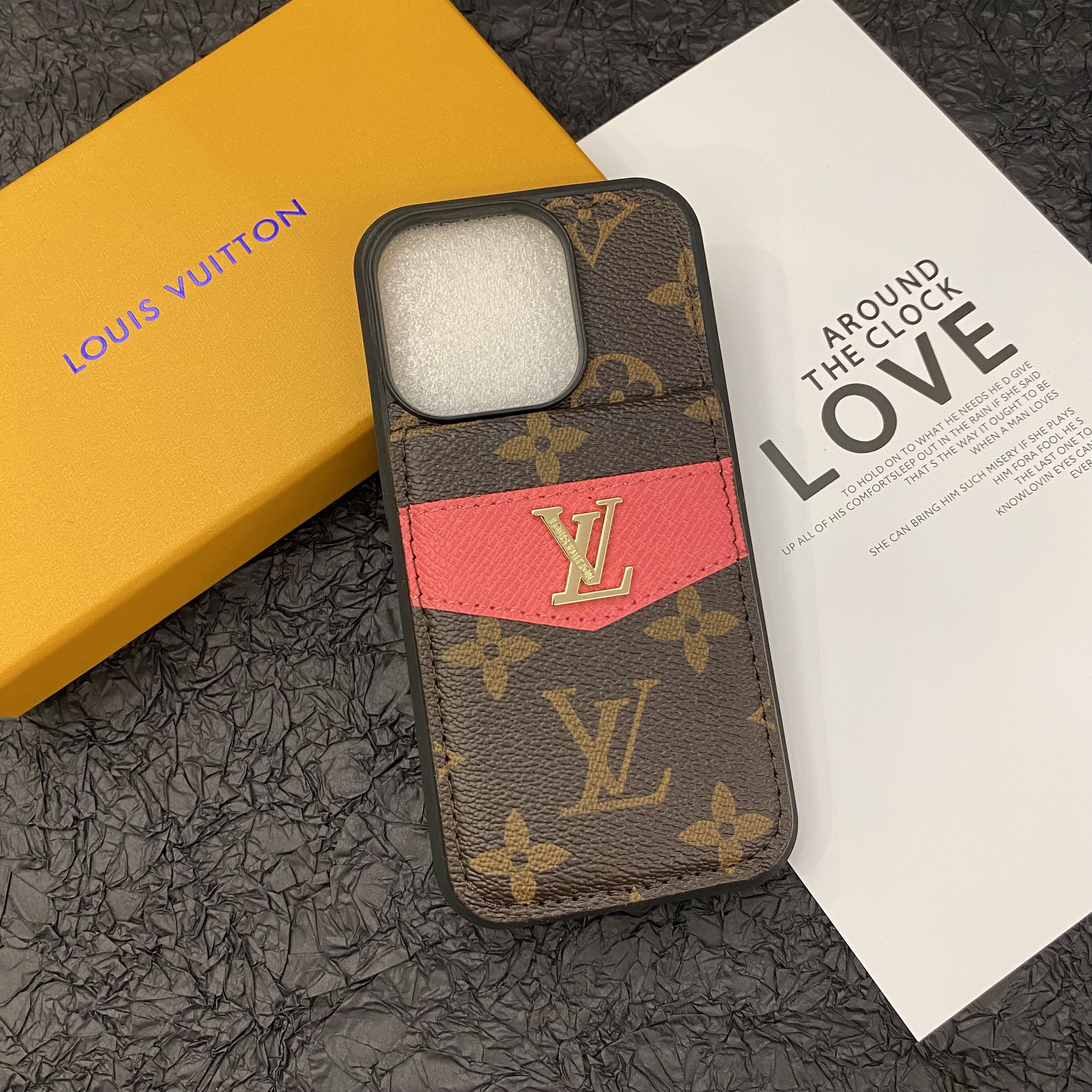 Louis Vuitton Gucci Monogram Leather iPhone Wallet Case Magnetic Flip Case with Stand Support