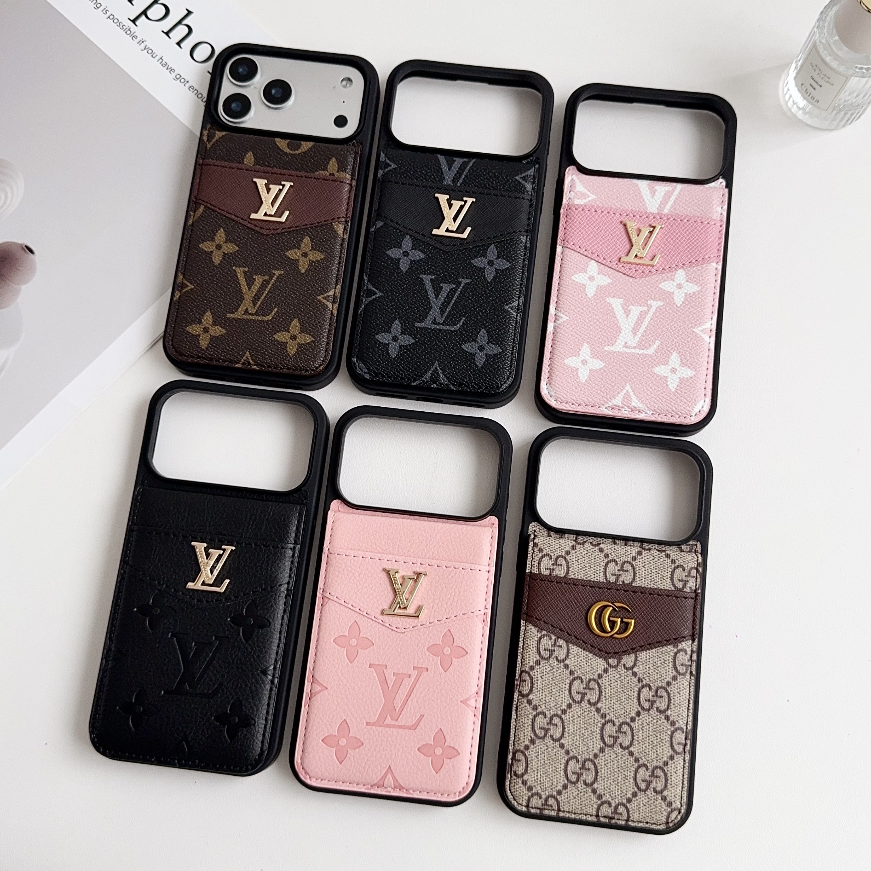 Louis Vuitton Gucci Monogram Leather iPhone Wallet Case Magnetic Flip Case with Stand Support