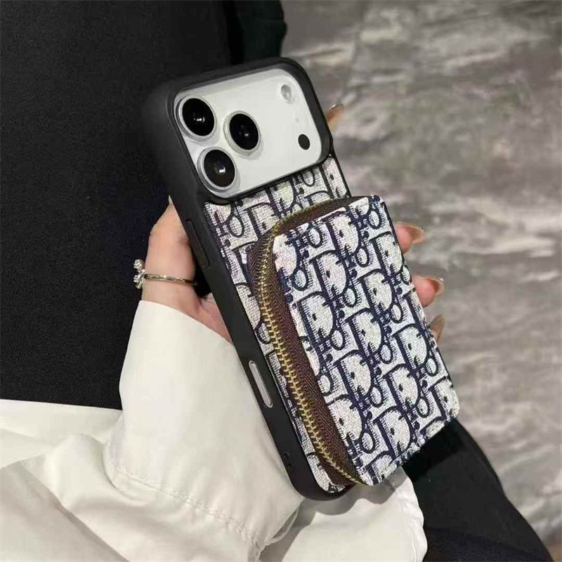 Dior Leather iPhone Zipper Wallet Case