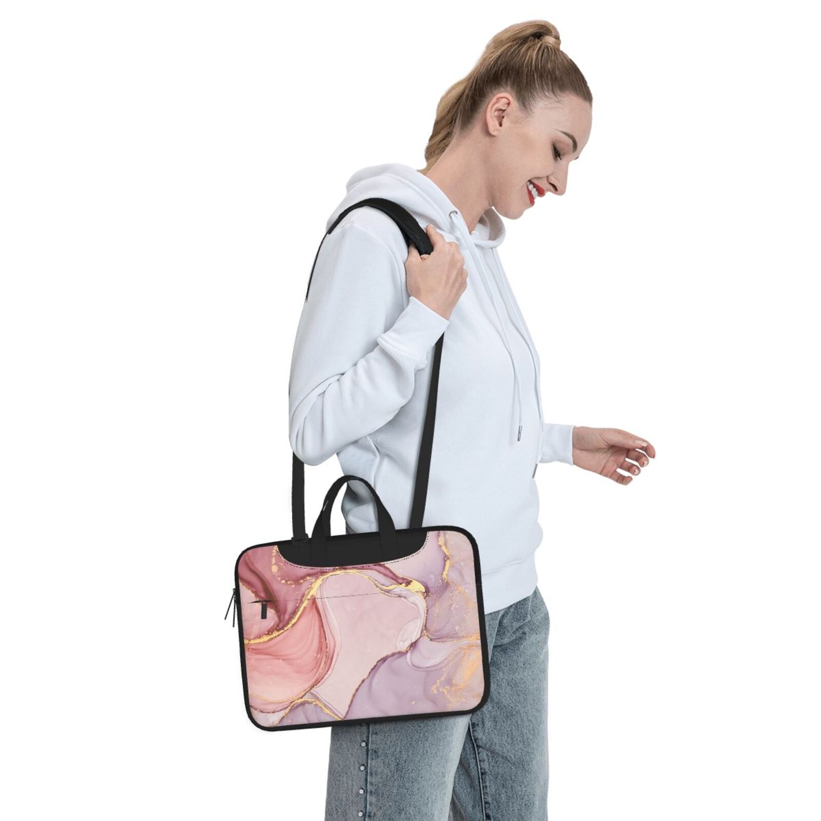 Laptop Bag Crossbody Shoulder- Pink Charm