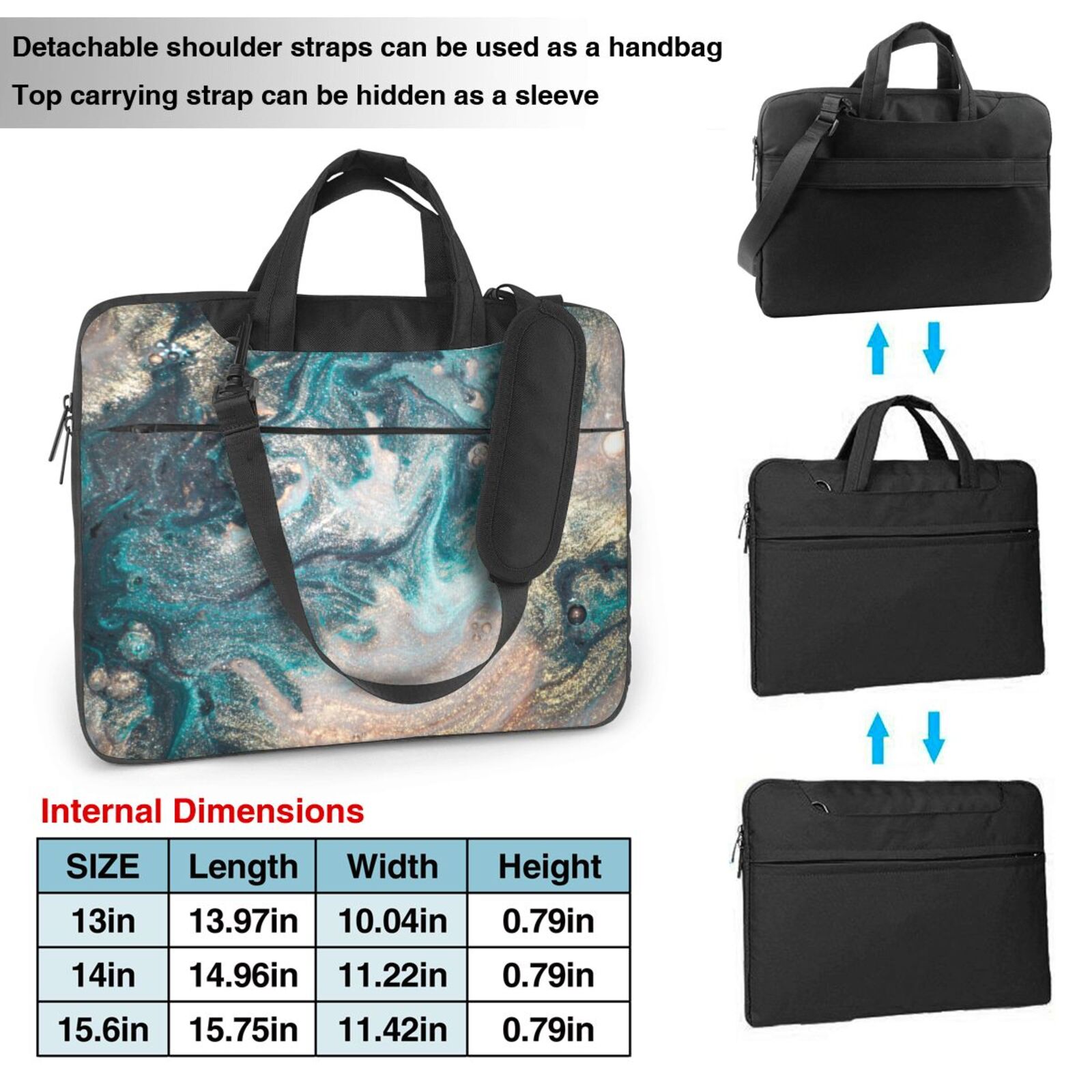 Laptop Bag Crossbody Shoulder- Emerald Pool