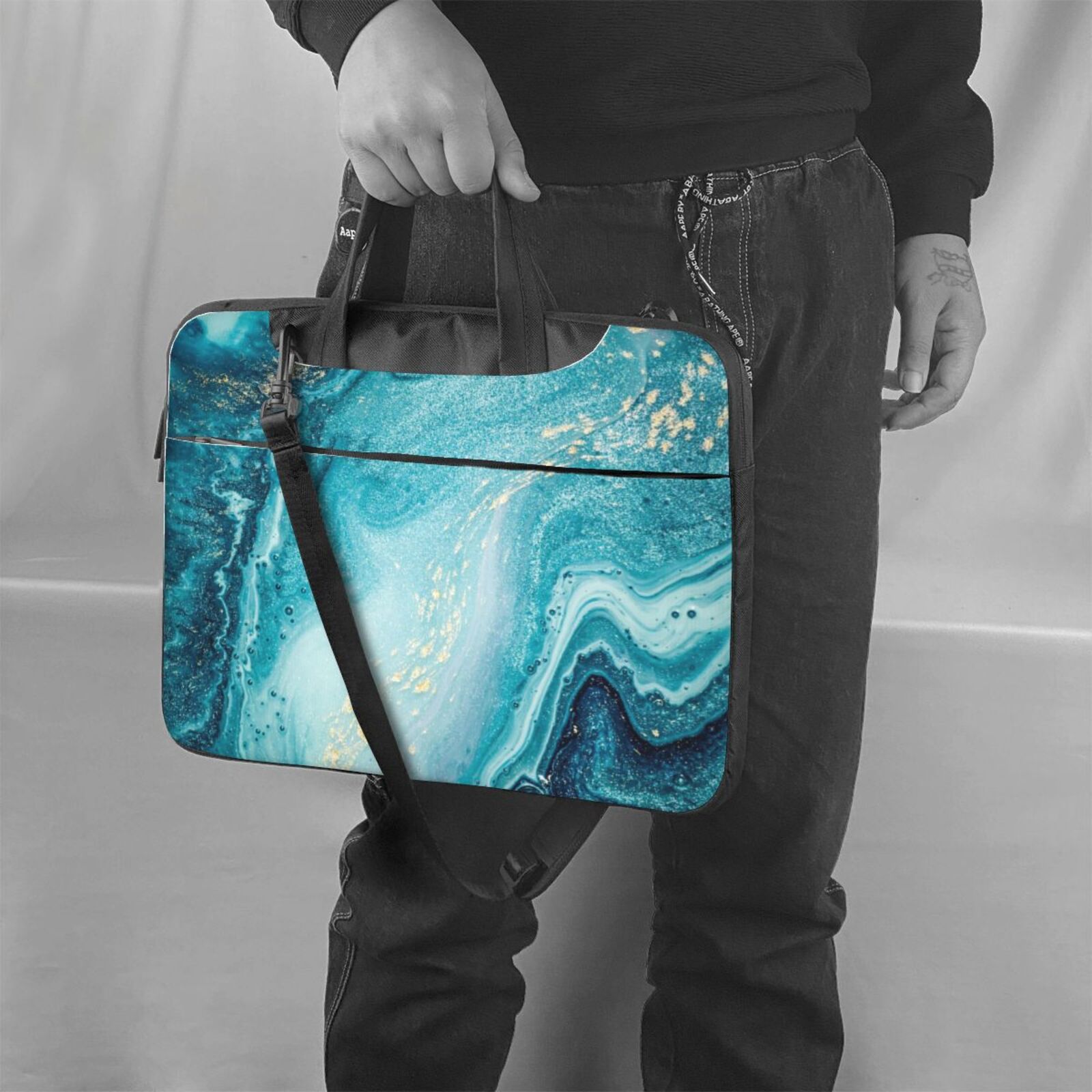 Laptop Bag Crossbody Shoulder- Blue Memory