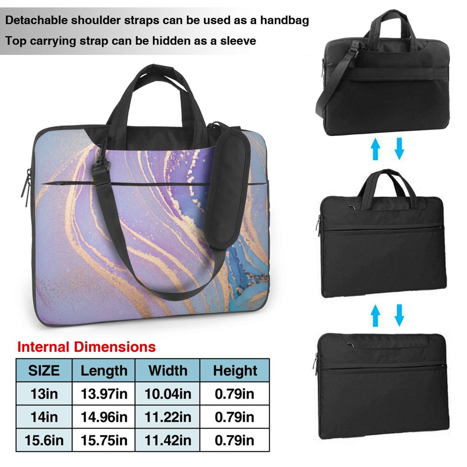 Laptop Bag Crossbody Shoulder- Golden Border 