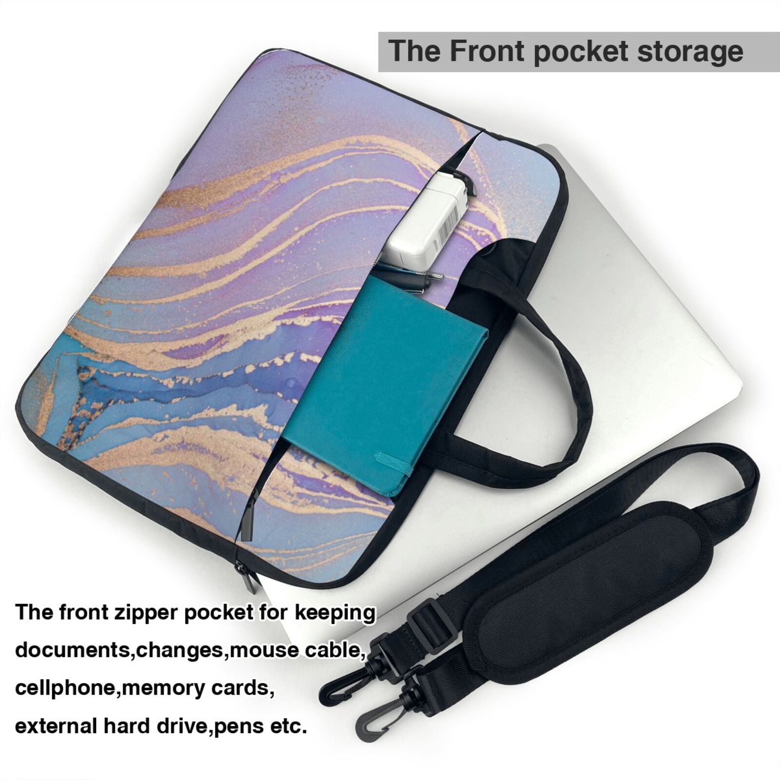 Laptop Bag Crossbody Shoulder- Golden Border 