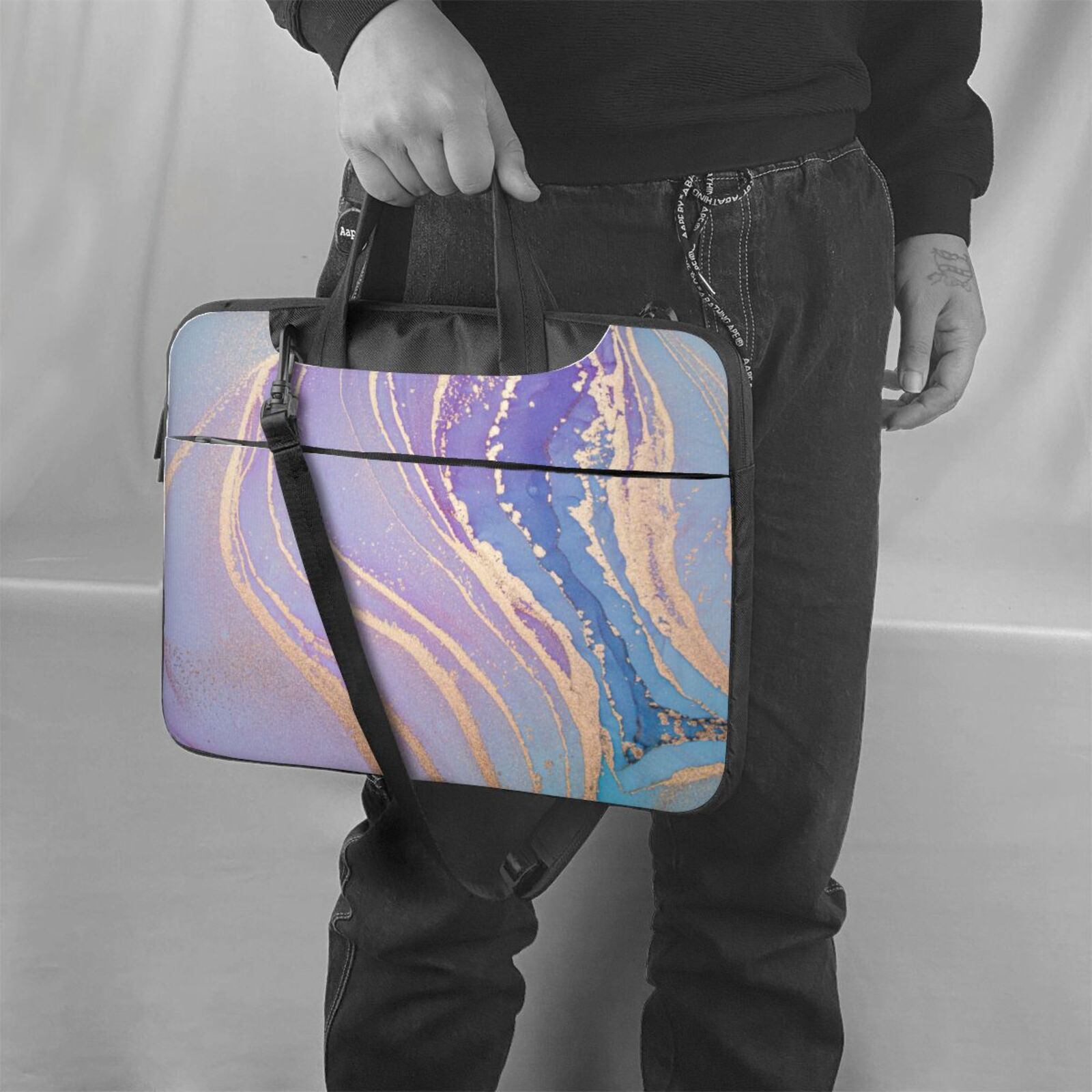 Laptop Bag Crossbody Shoulder- Golden Border 