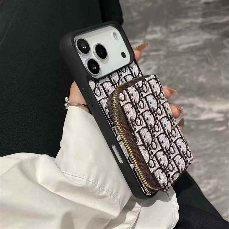 Dior Leather iPhone Zipper Wallet Case