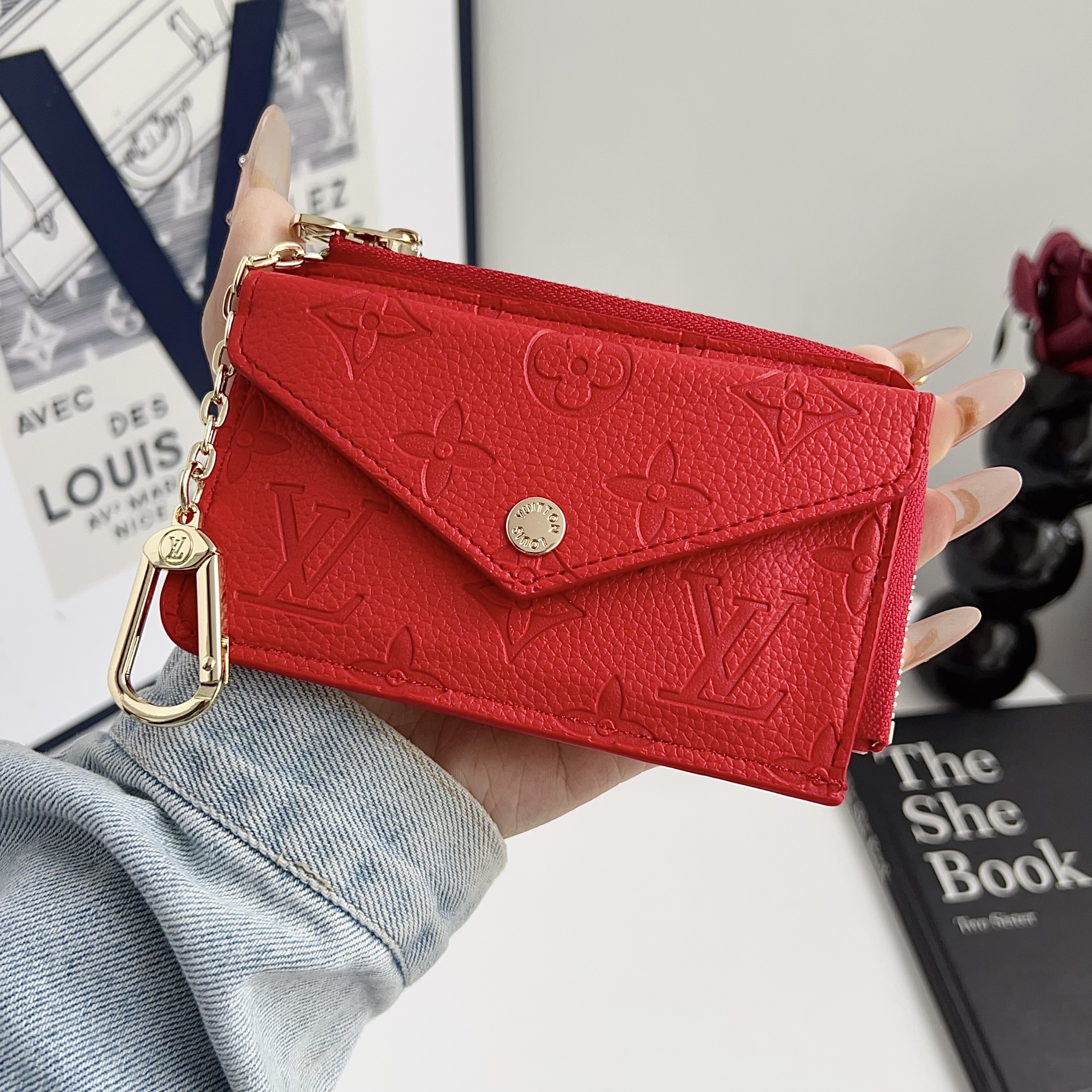 Louis Vuitton,Gucci Luxury Leather Zipper Wallet Card Holder & Coin Purse