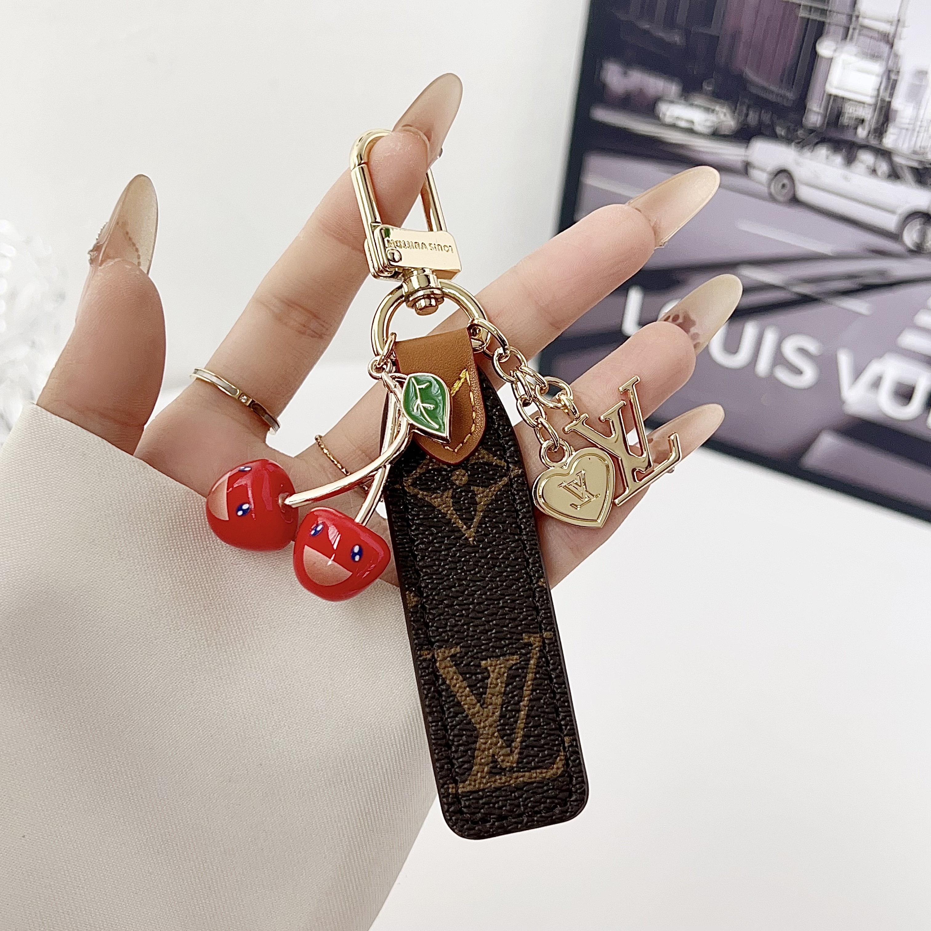 Louis Vuitton Luxury Cherry Pendant Keychain