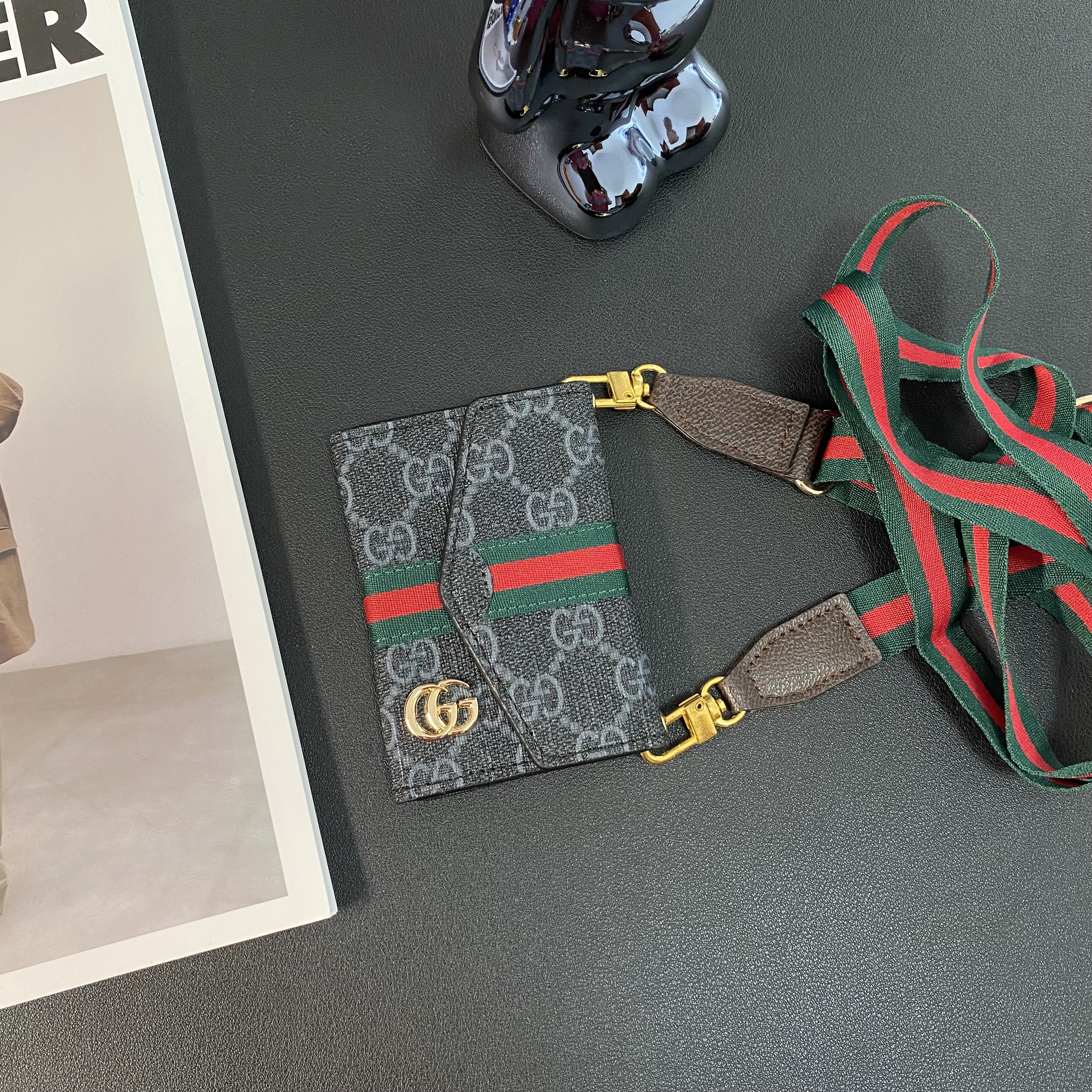 Luxury Leather  Zipper Wallet Card Holder & Coin Purse With  Crossbody Strap