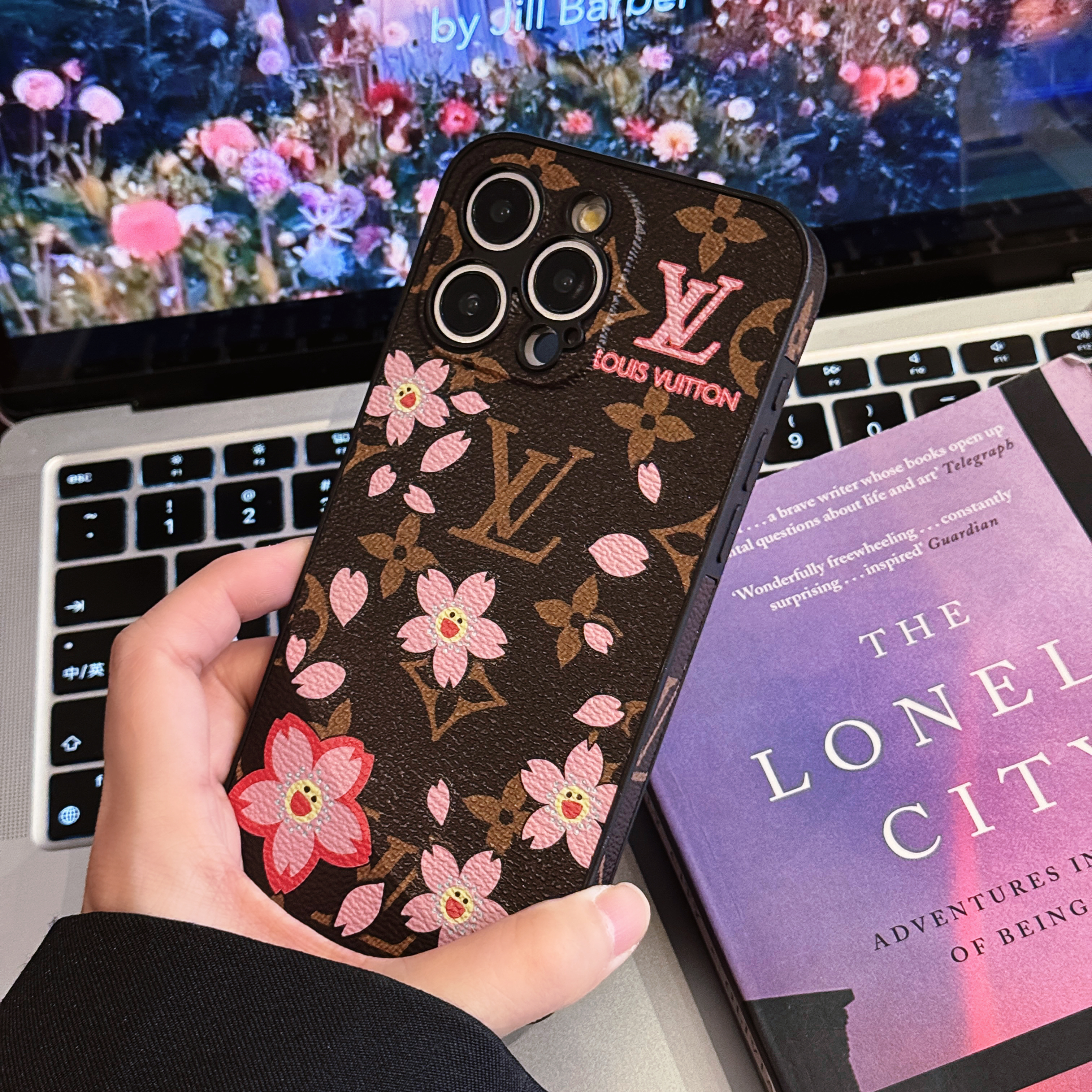 Louis Vuitton Cherry blossoms Leather iPhone Case