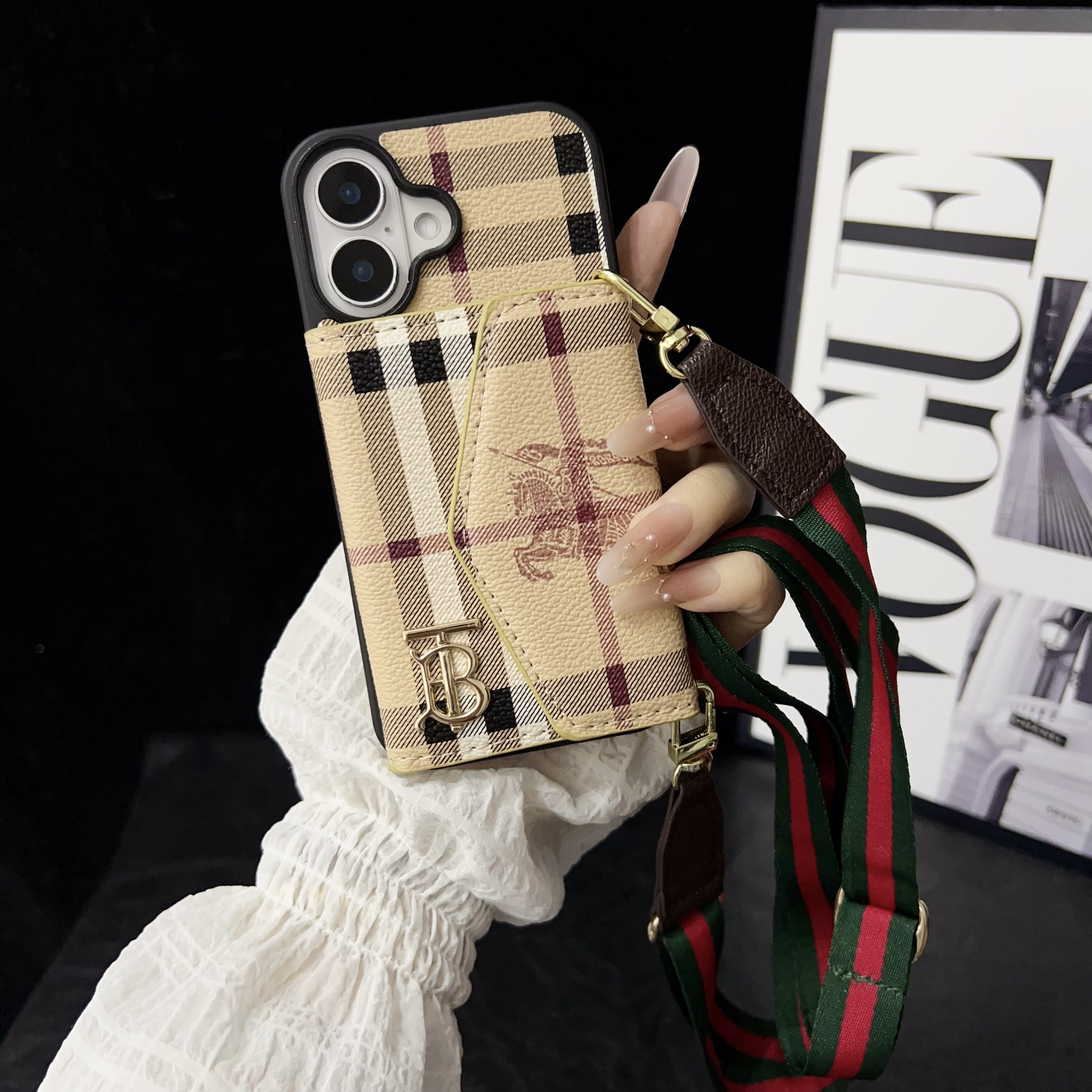 Balenciaga Leather  iPhone Wallet Case With Crossbody Strap