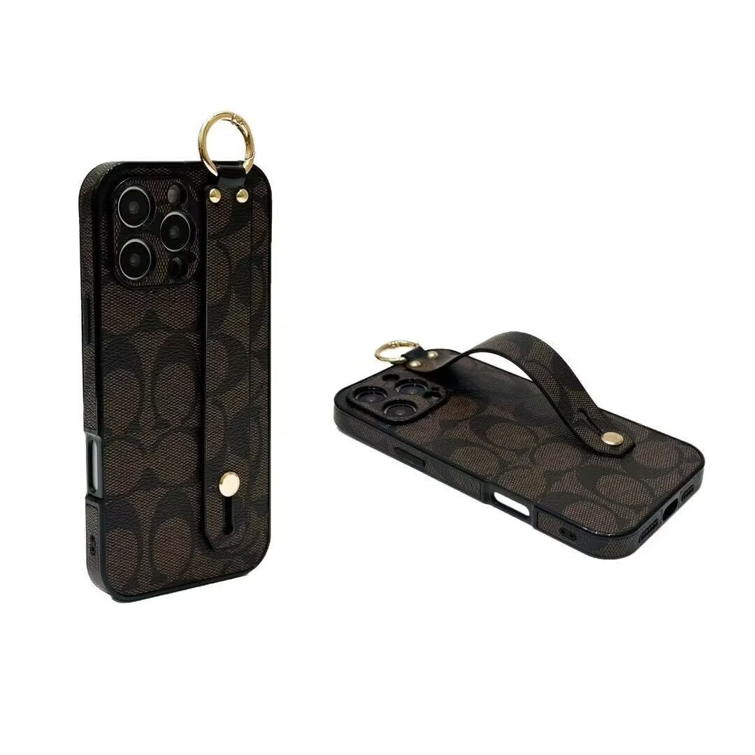Coach Leather iPhone Case With wrist strap support