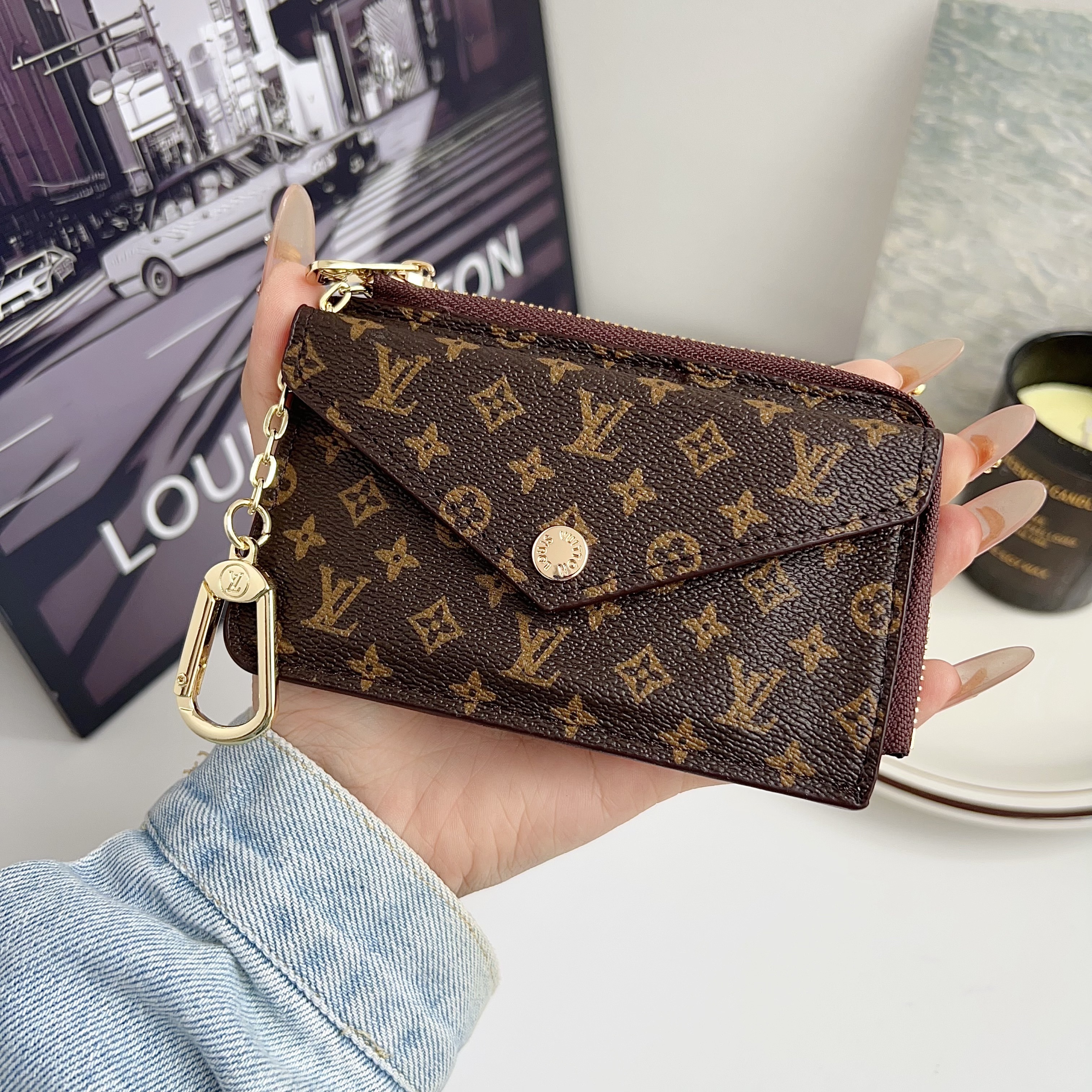 Louis Vuitton,Gucci Luxury Leather Zipper Wallet Card Holder & Coin Purse