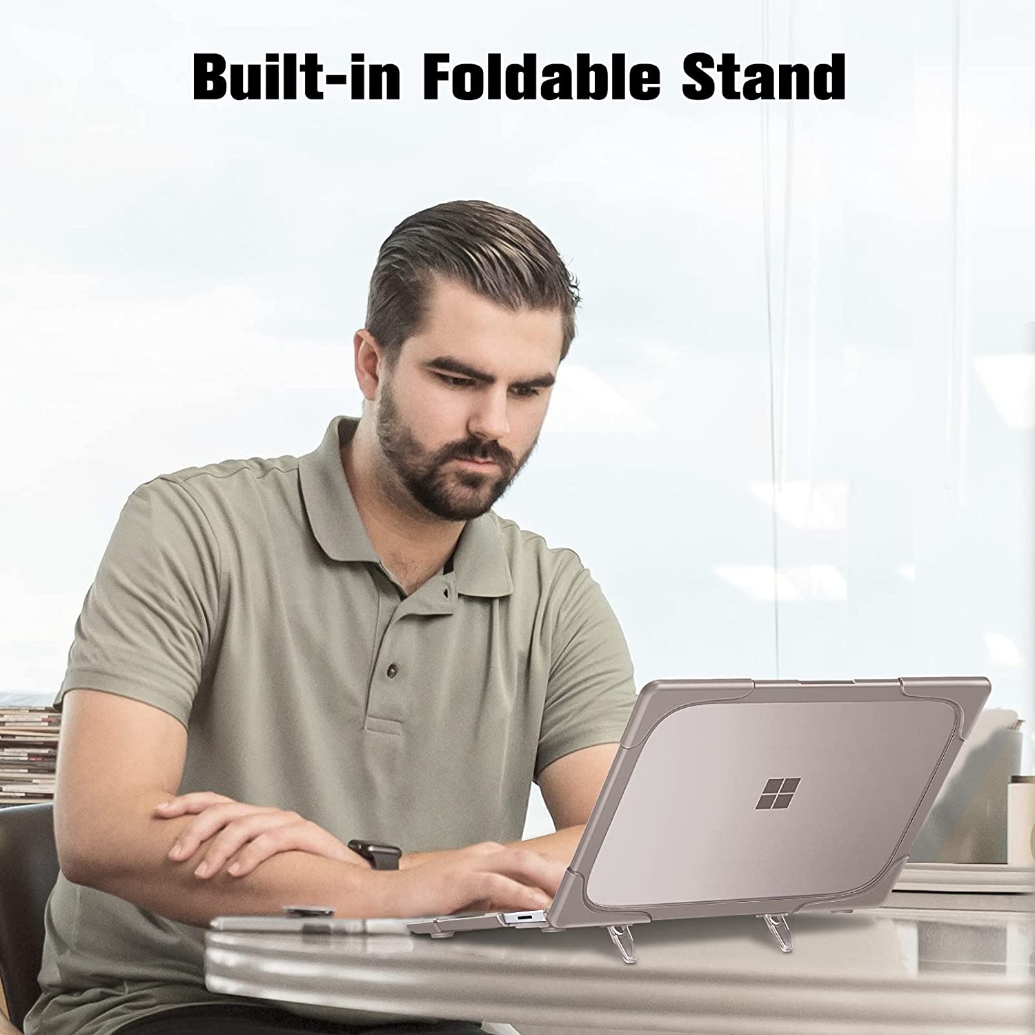 Heavy Shell with Foldable Kickstands Khaki Microsoft Surface Laptop Case-BELKCASE