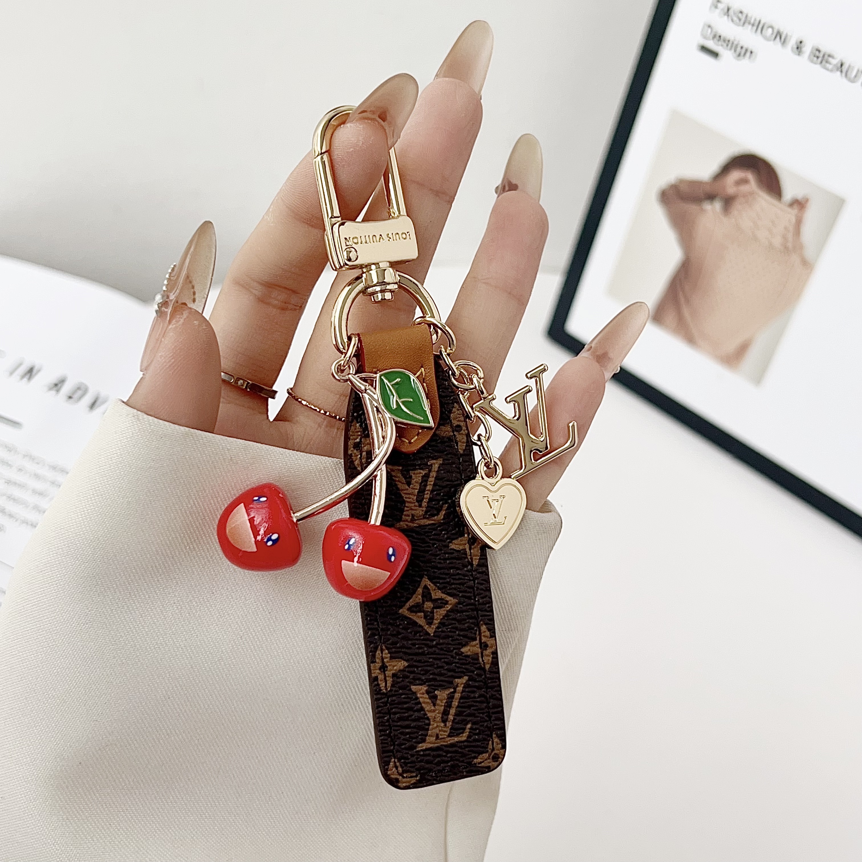 Louis Vuitton Luxury Cherry Pendant Keychain